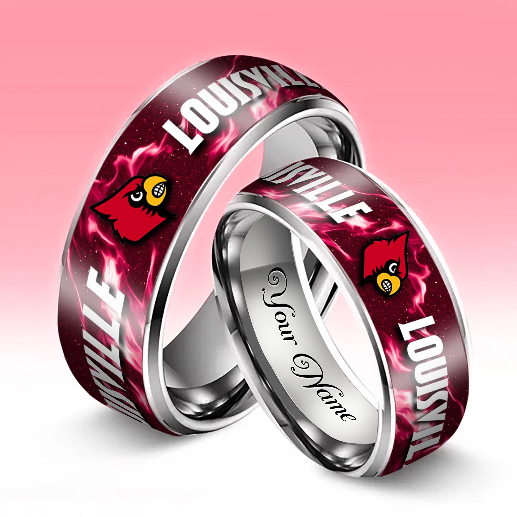 Alternative view of Louisville Cardinals Stainless Steel Rings Comes With Box Custom Your Name 2025 versions, Gifts For Fan EHIVM-04081668A