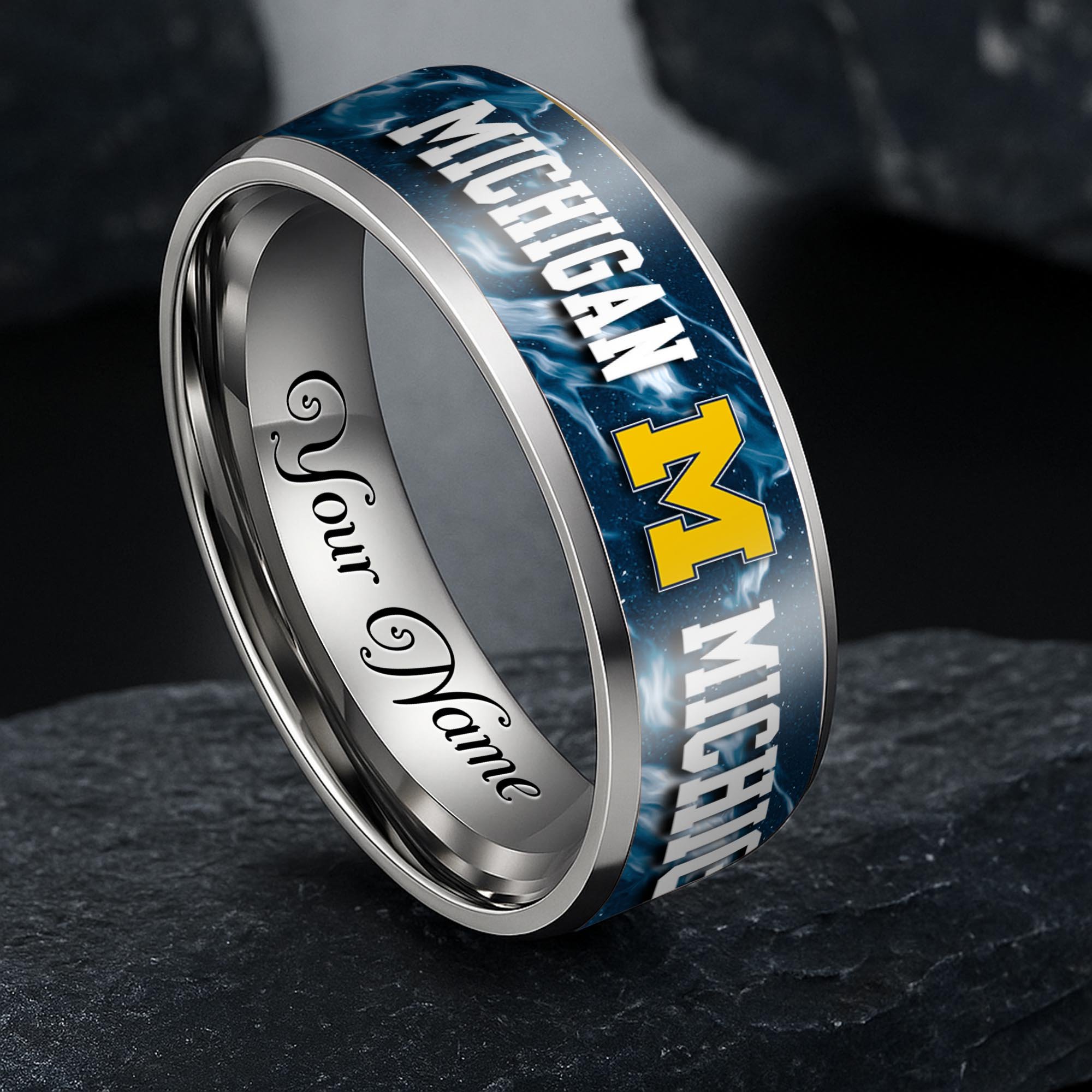 Michigan Wolverines Stainless Steel Rings Comes With Box Custom Your Name 2025 versions, Gifts For Fan EHIVM-04081668A