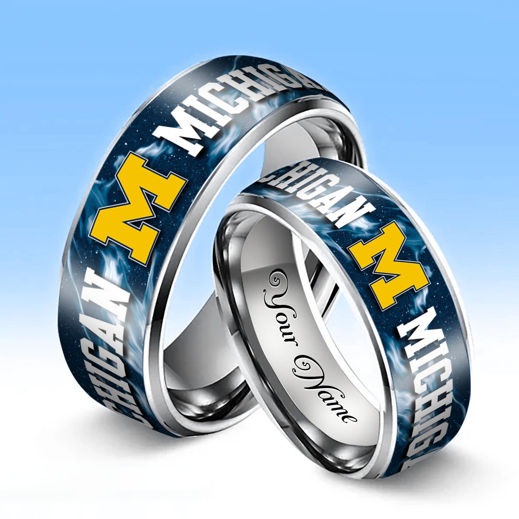 Alternative view of Michigan Wolverines Stainless Steel Rings Comes With Box Custom Your Name 2025 versions, Gifts For Fan EHIVM-04081668A
