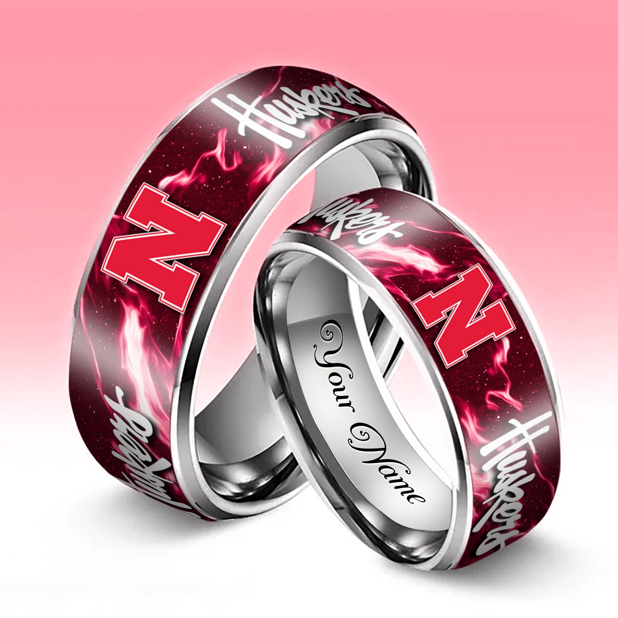 Alternative view of Nebraska Cornhuskers Stainless Steel Rings Comes With Box Custom Your Name 2025 versions, Gifts For Fan EHIVM-04081668A