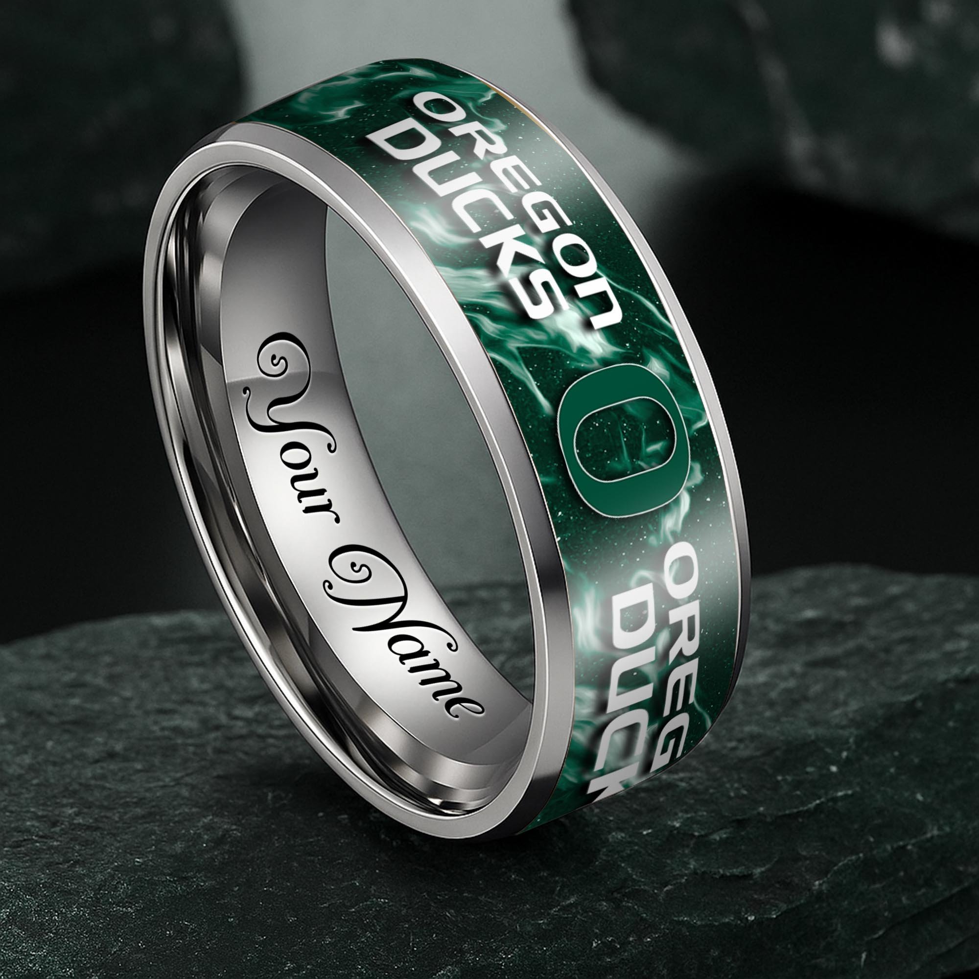 Oregon Ducks Stainless Steel Rings Comes With Box Custom Your Name 2025 versions, Gifts For Fan EHIVM-04081668A