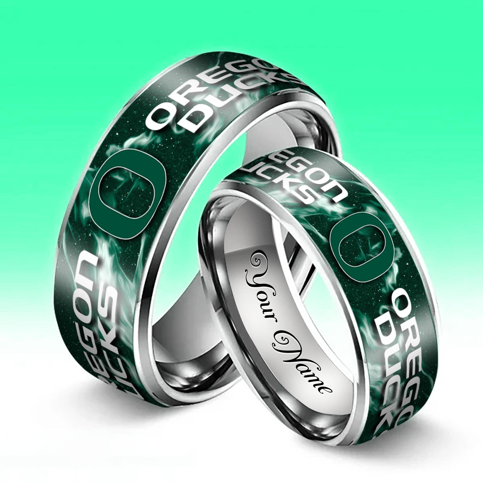 Alternative view of Oregon Ducks Stainless Steel Rings Comes With Box Custom Your Name 2025 versions, Gifts For Fan EHIVM-04081668A