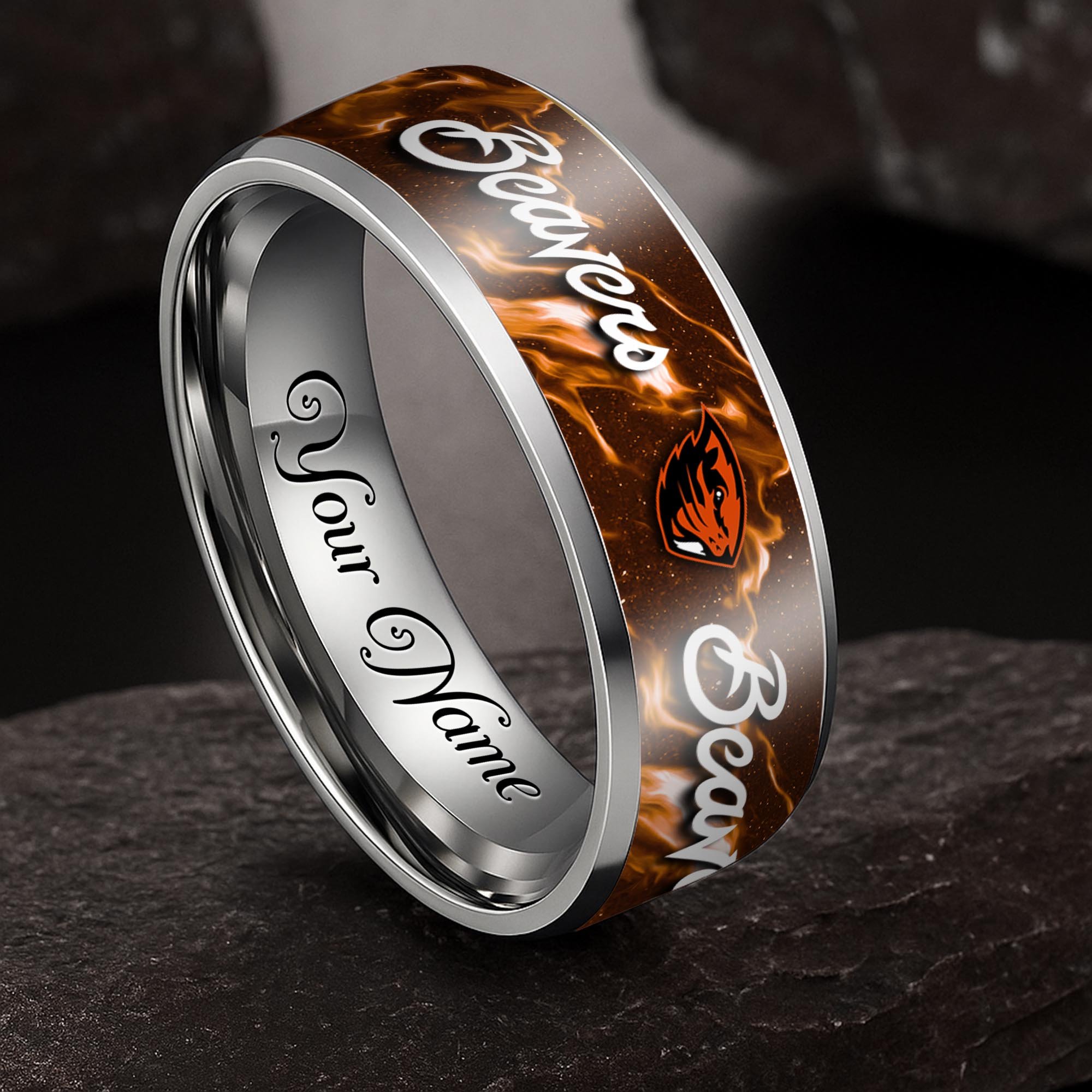 Oregon State Beavers Stainless Steel Rings Comes With Box Custom Your Name 2025 versions, Gifts For Fan EHIVM-04081668A