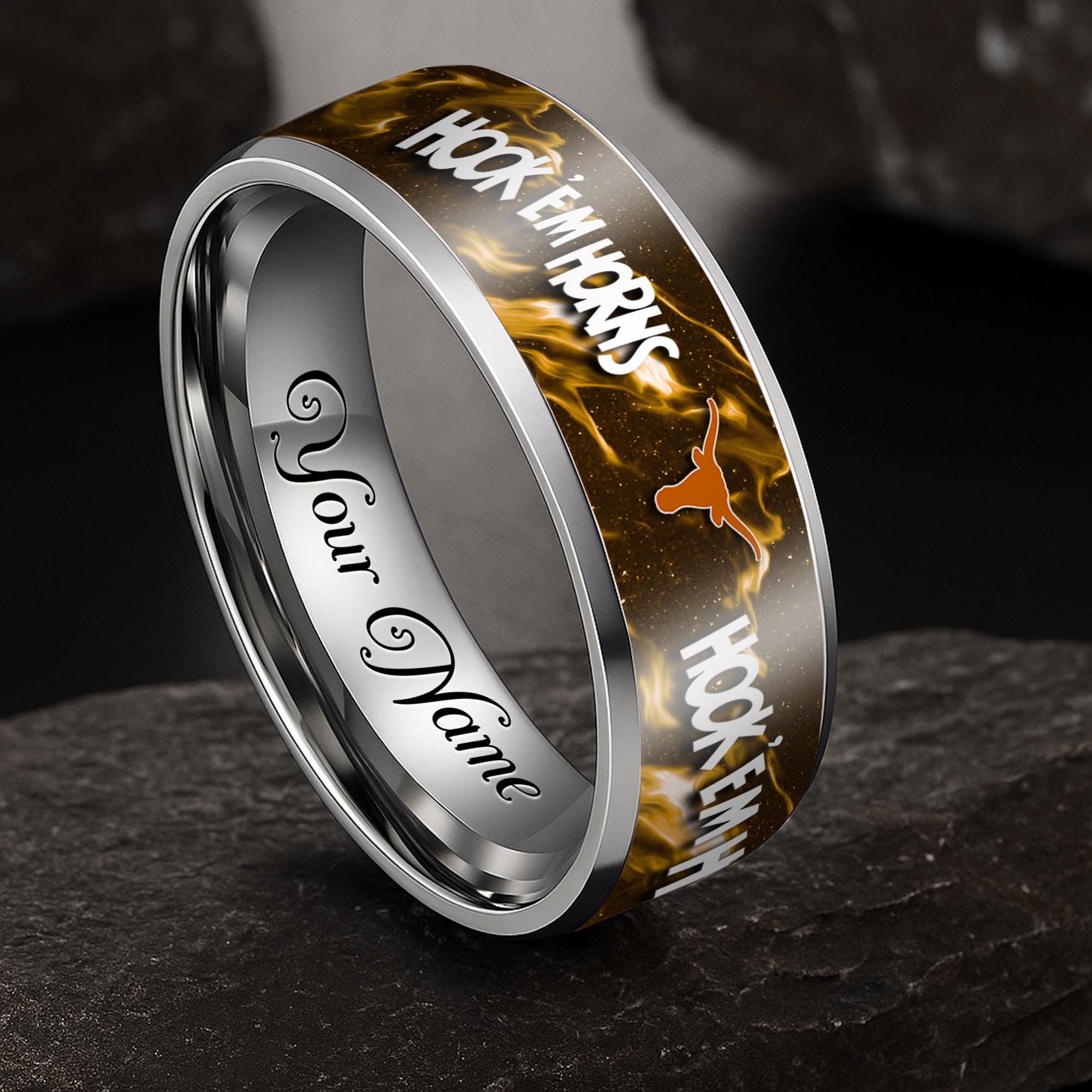 Texas Longhorns Stainless Steel Rings Comes With Box Custom Your Name 2025 versions, Gifts For Fan EHIVM-04081668A