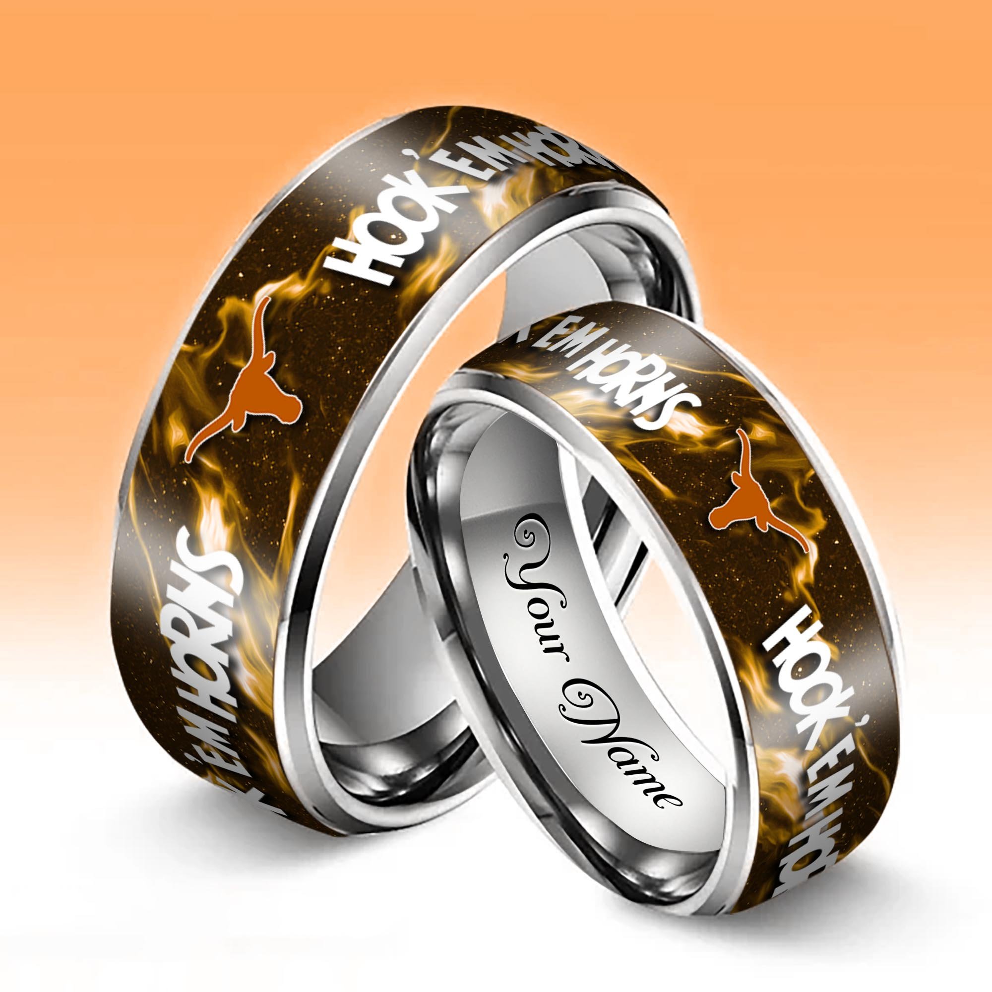 Alternative view of Texas Longhorns Stainless Steel Rings Comes With Box Custom Your Name 2025 versions, Gifts For Fan EHIVM-04081668A