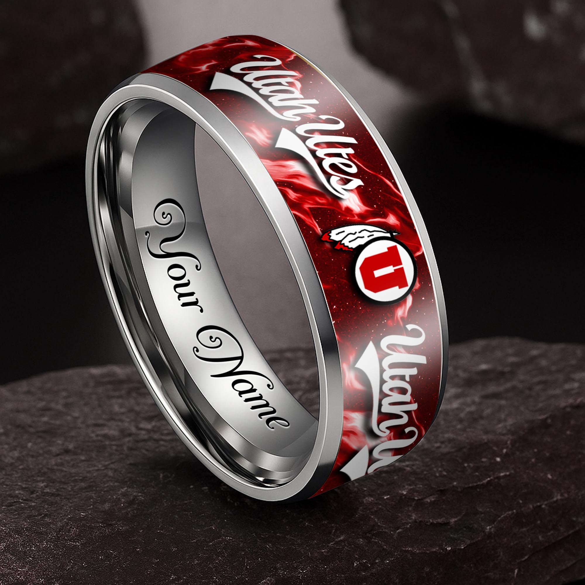 Utah Utes Stainless Steel Rings Comes With Box Custom Your Name 2025 versions, Gifts For Fan EHIVM-04081668A