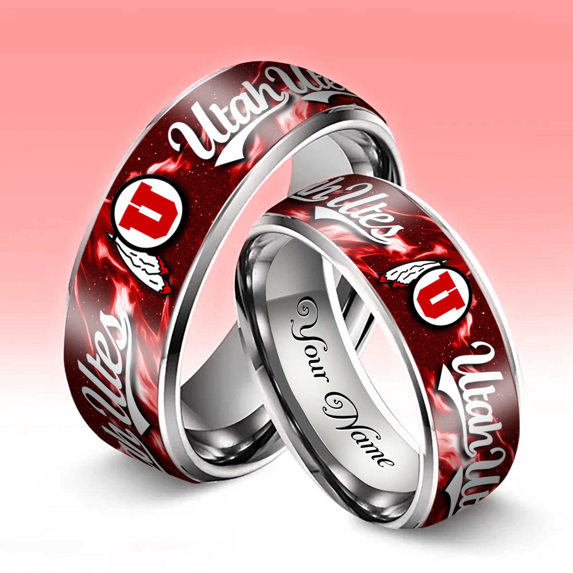 Alternative view of Utah Utes Stainless Steel Rings Comes With Box Custom Your Name 2025 versions, Gifts For Fan EHIVM-04081668A