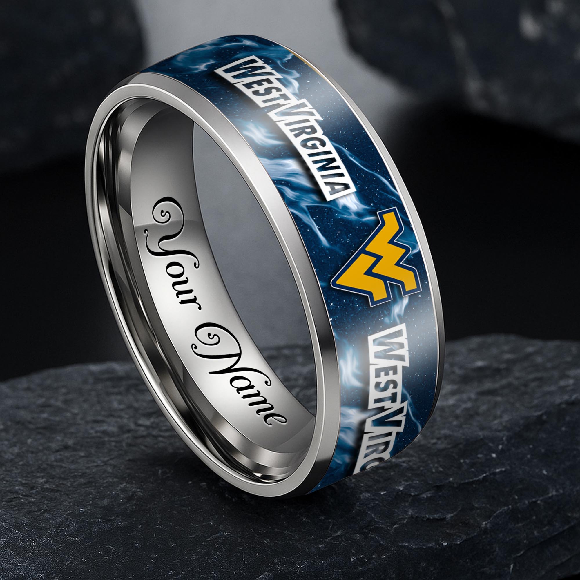 West Virginia Mountaineers Stainless Steel Rings Comes With Box Custom Your Name 2025 versions, Gifts For Fan EHIVM-04081668A