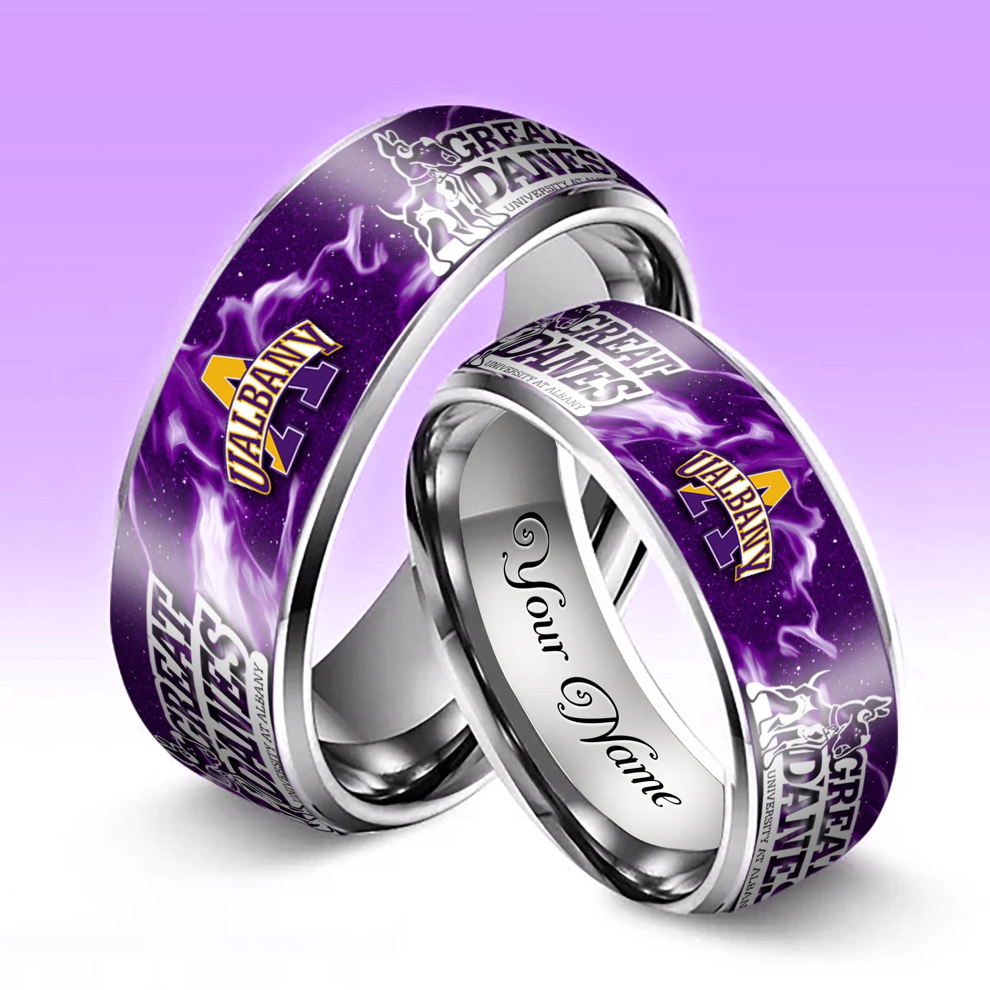 Alternative view of Albany Great Danes Stainless Steel Rings Comes With Box Custom Your Name 2025 versions, Gifts For Fan EHIVM-04081668A
