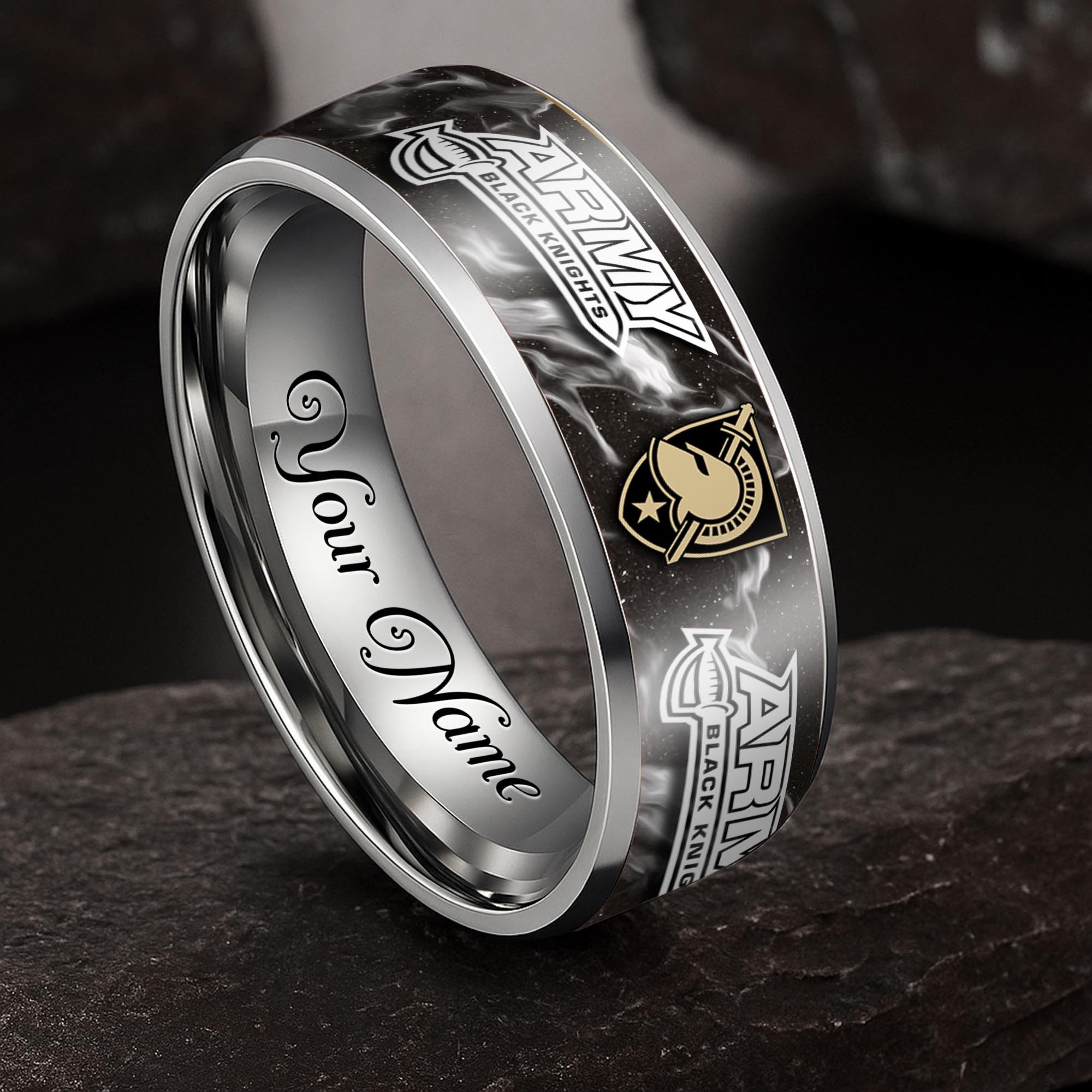 Army Black Knights Stainless Steel Rings Comes With Box Custom Your Name 2025 versions, Gifts For Fan EHIVM-04081668A