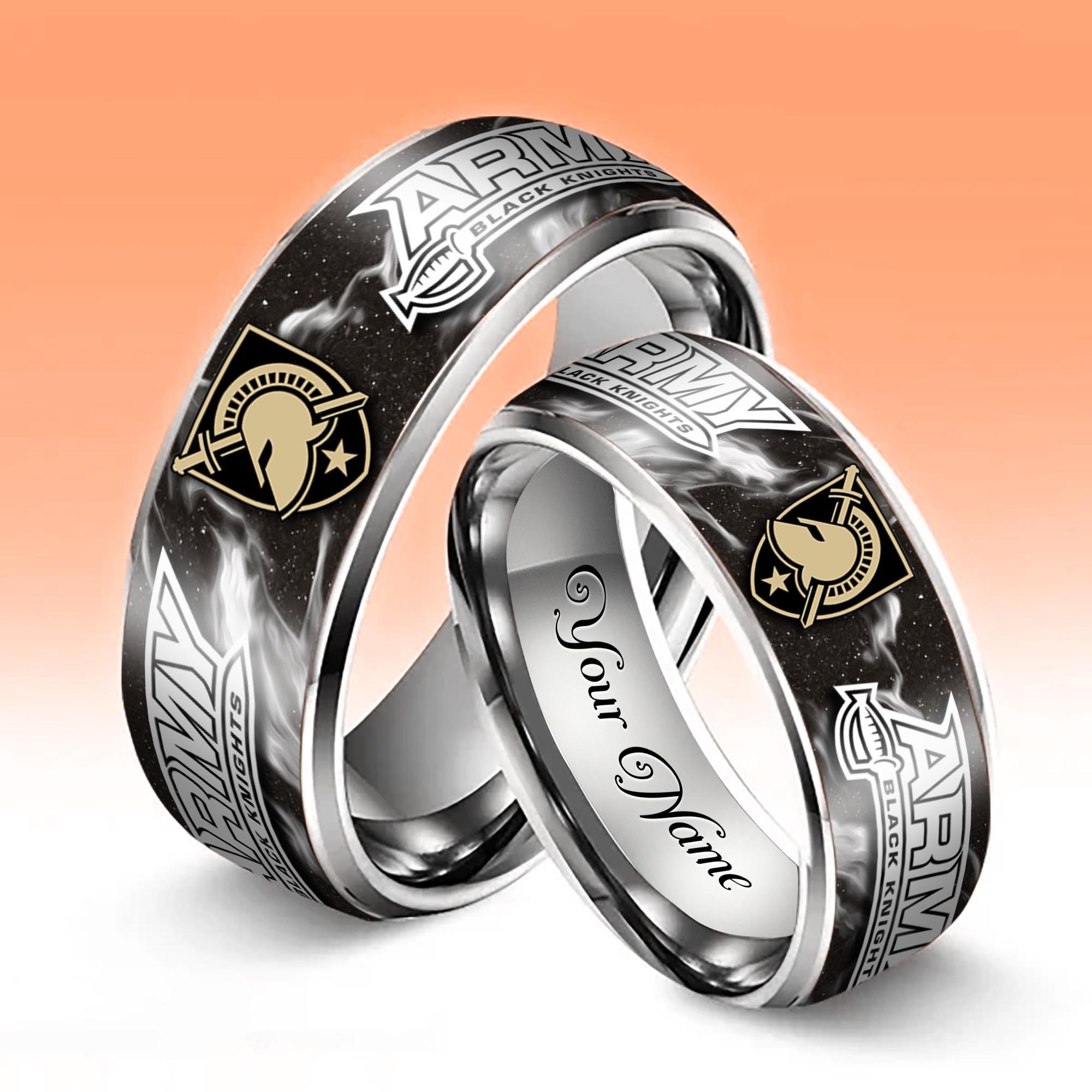 Alternative view of Army Black Knights Stainless Steel Rings Comes With Box Custom Your Name 2025 versions, Gifts For Fan EHIVM-04081668A