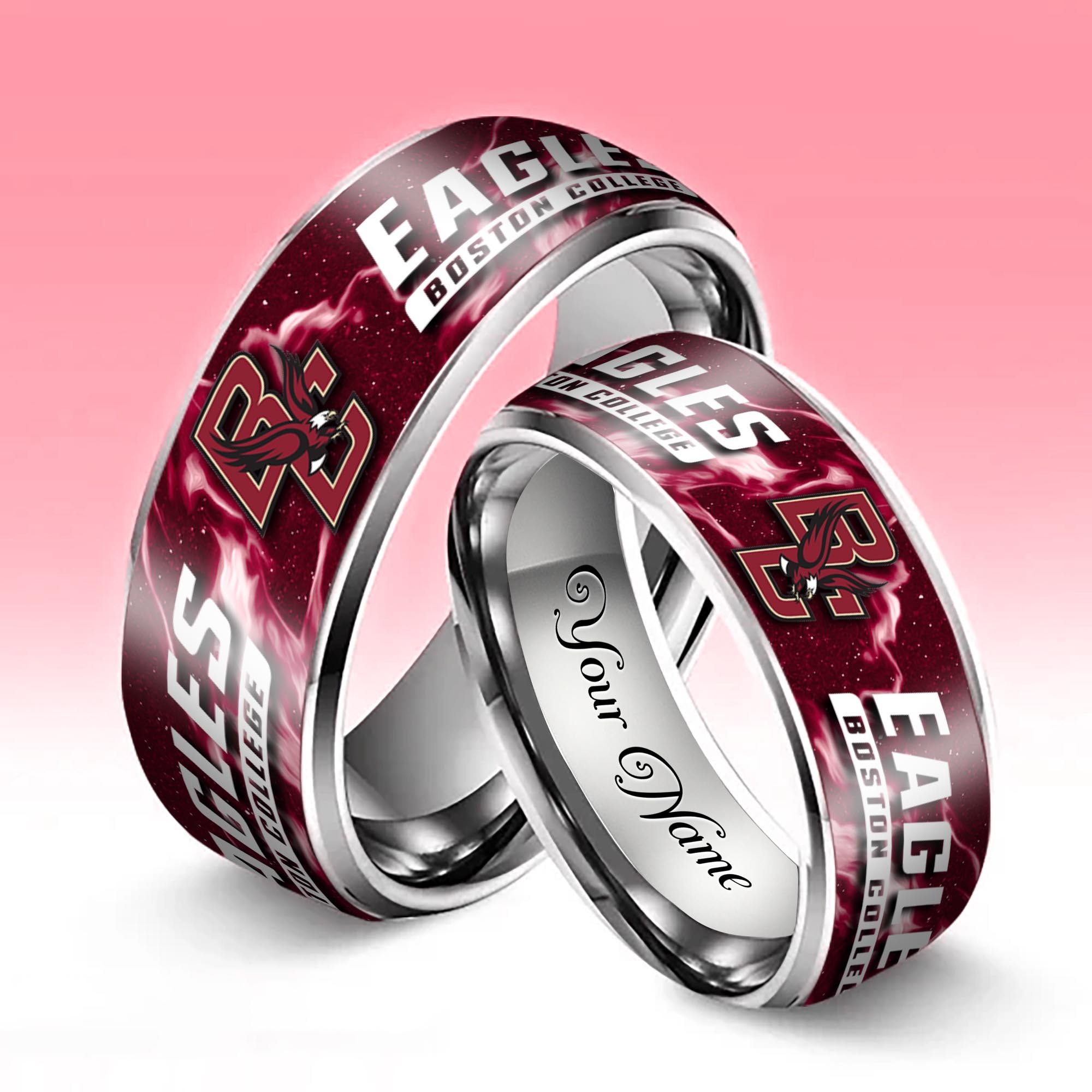 Alternative view of Boston College Eagles Stainless Steel Rings Comes With Box Custom Your Name 2025 versions, Gifts For Fan EHIVM-04081668A