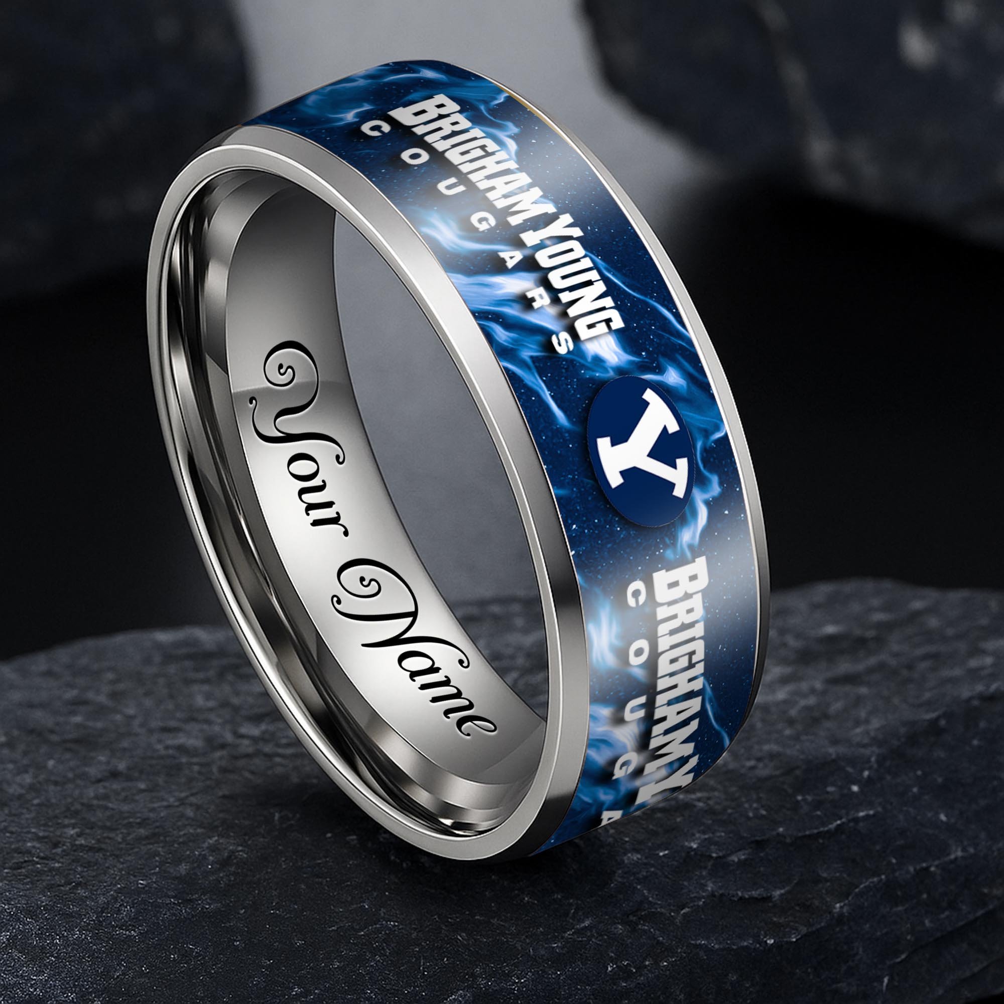 BYU Cougars Stainless Steel Rings Comes With Box Custom Your Name 2025 versions, Gifts For Fan EHIVM-04081668A