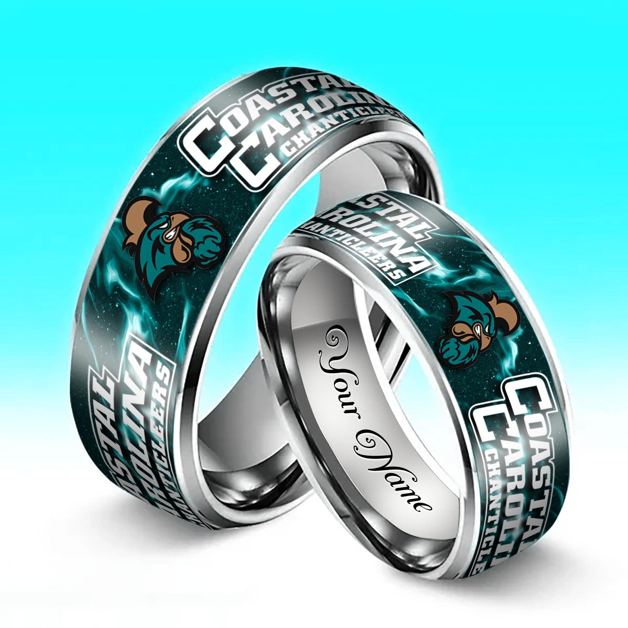 Alternative view of Coastal Carolina Chanticleers Stainless Steel Rings Comes With Box Custom Your Name 2025 versions, Gifts For Fan EHIVM-04081668A