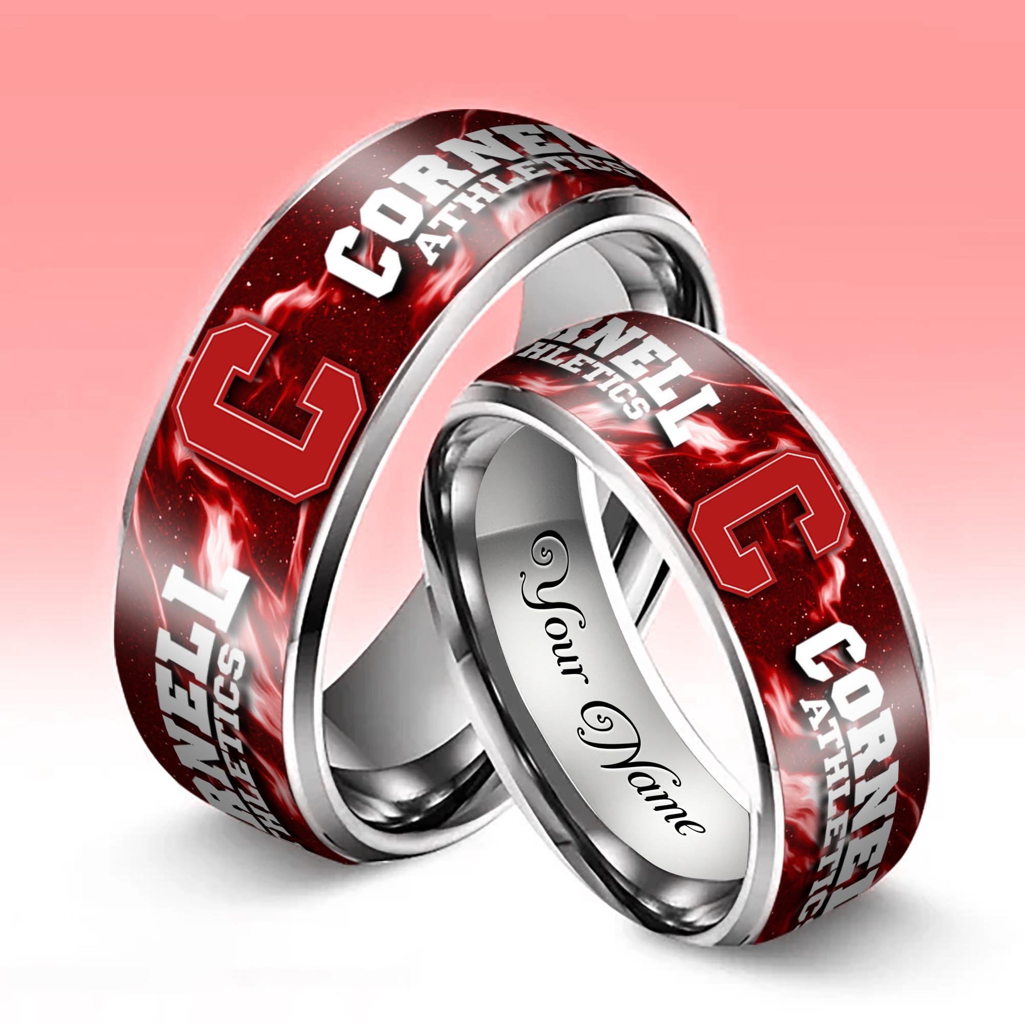 Alternative view of Cornell Big Red Stainless Steel Rings Comes With Box Custom Your Name 2025 versions, Gifts For Fan EHIVM-04081668A