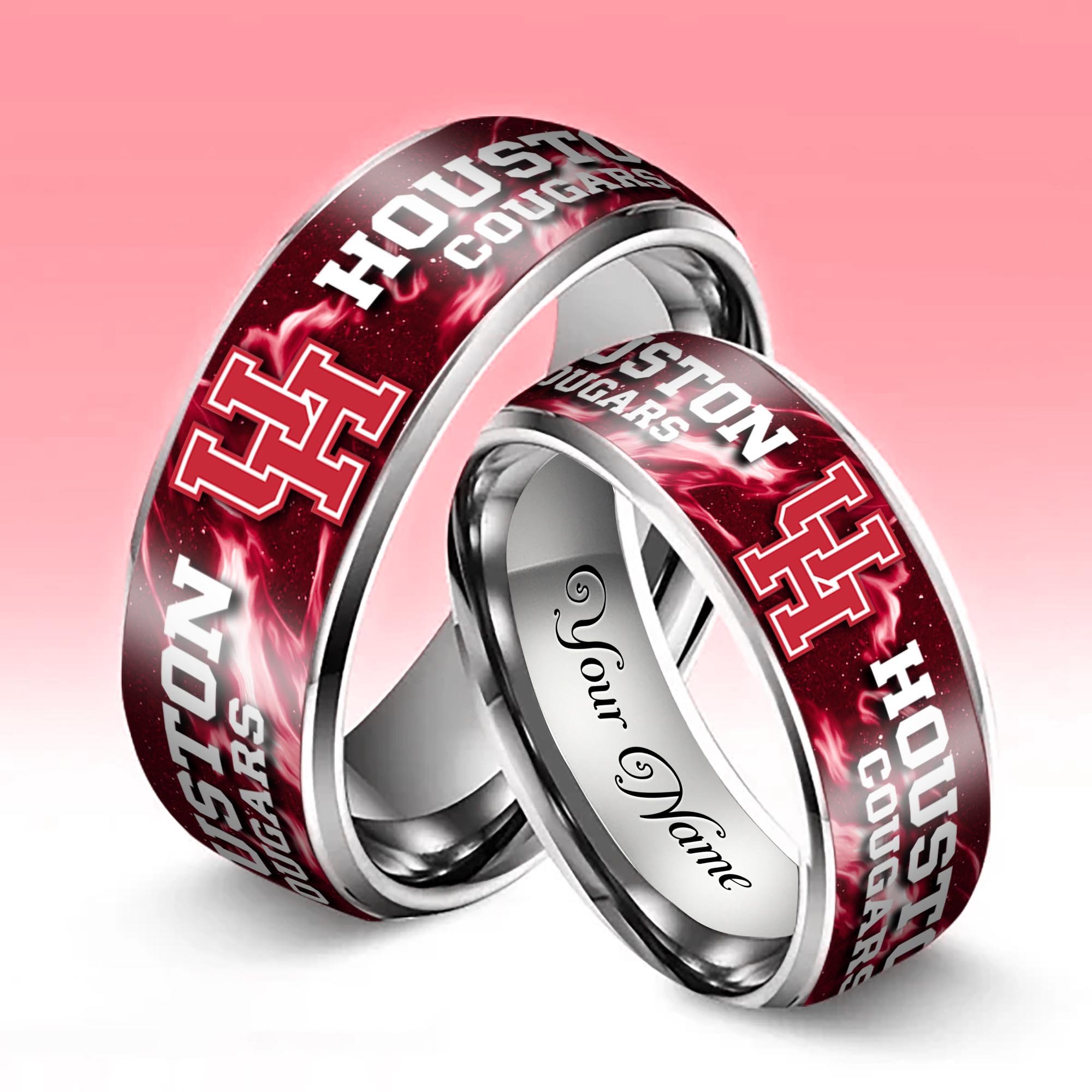 Alternative view of Houston Cougars Stainless Steel Rings Comes With Box Custom Your Name 2025 versions, Gifts For Fan EHIVM-04081668A
