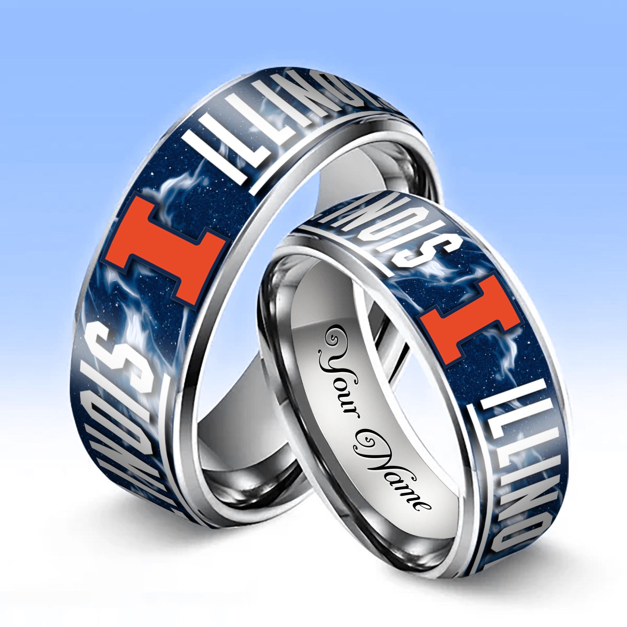 Alternative view of Illinois Fighting Illini Stainless Steel Rings Comes With Box Custom Your Name 2025 versions, Gifts For Fan EHIVM-04081668A