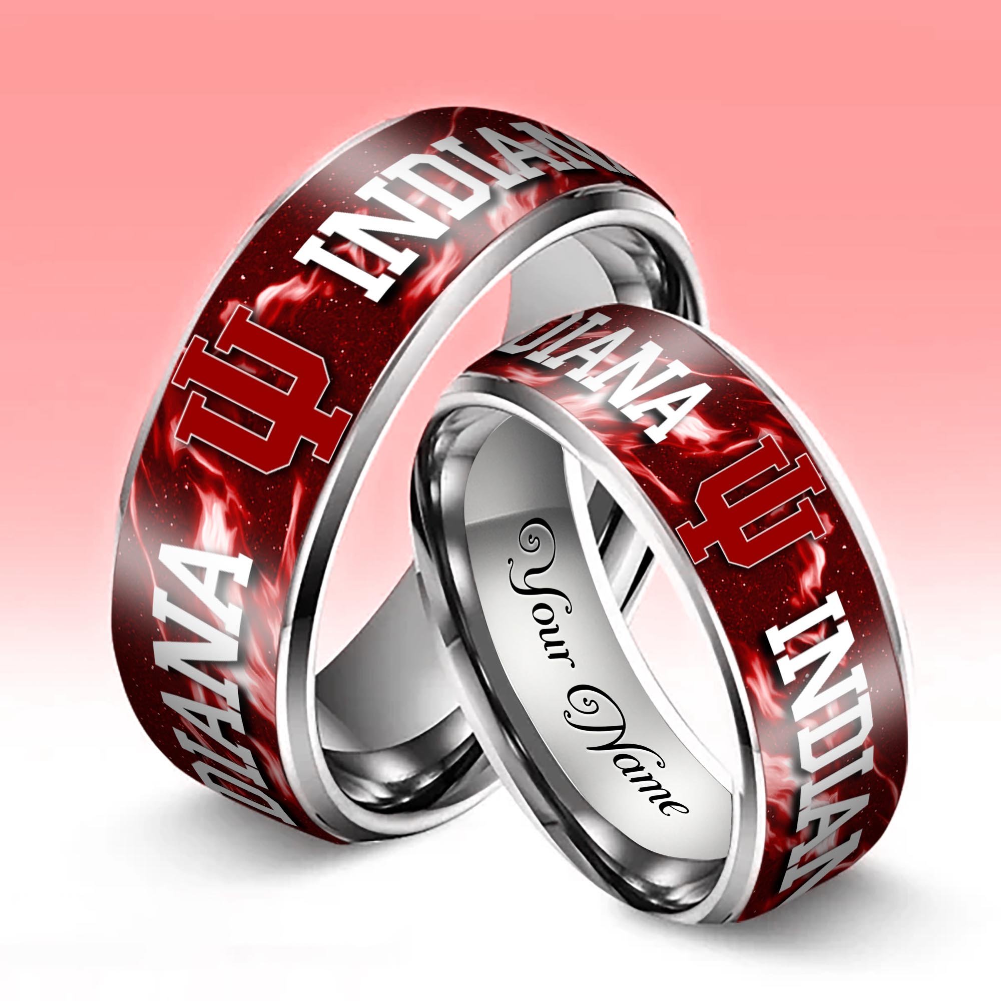 Alternative view of Indiana Hoosiers Stainless Steel Rings Comes With Box Custom Your Name 2025 versions, Gifts For Fan EHIVM-04081668A