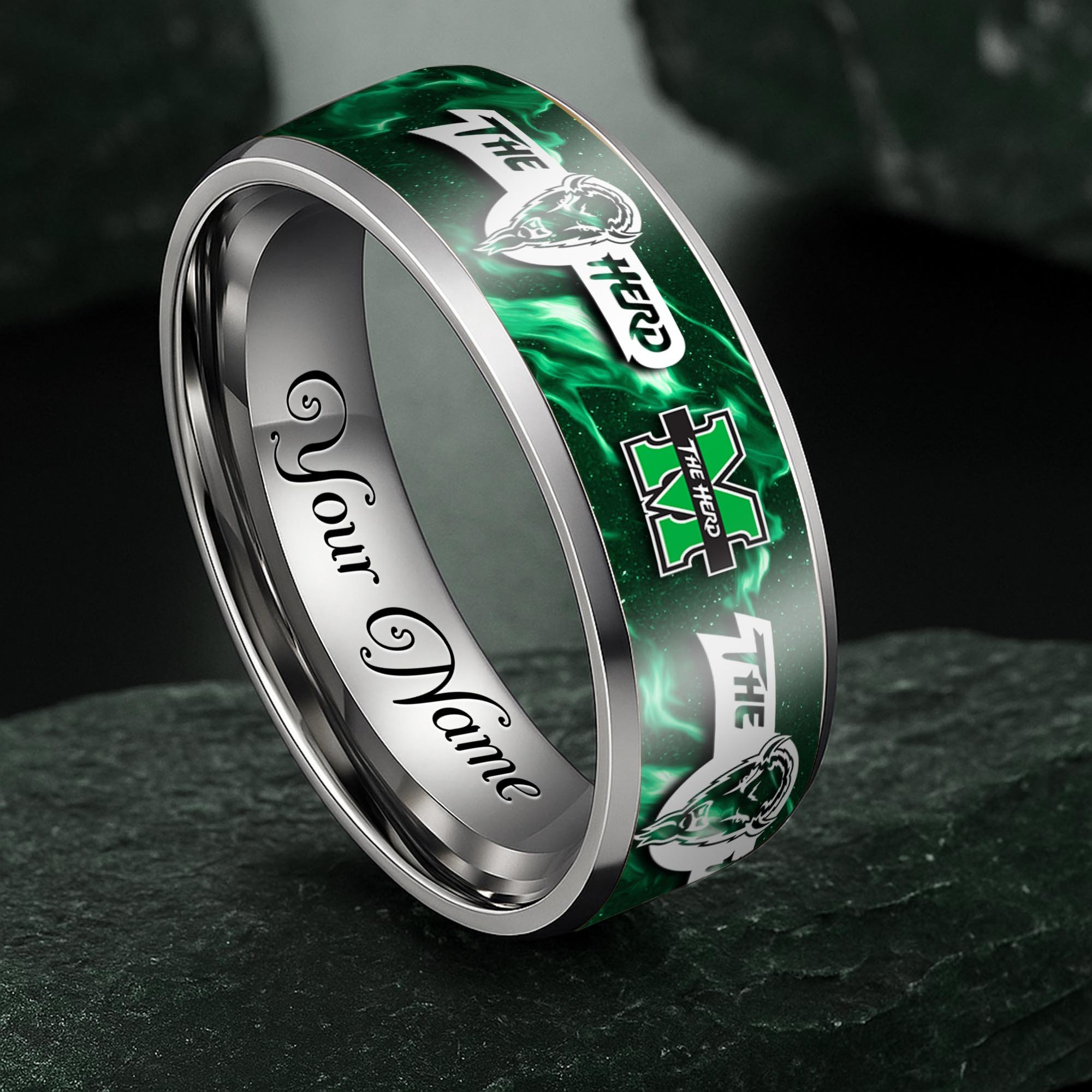 Marshall Thundering Herd Stainless Steel Rings Comes With Box Custom Your Name 2025 versions, Gifts For Fan EHIVM-04081668A