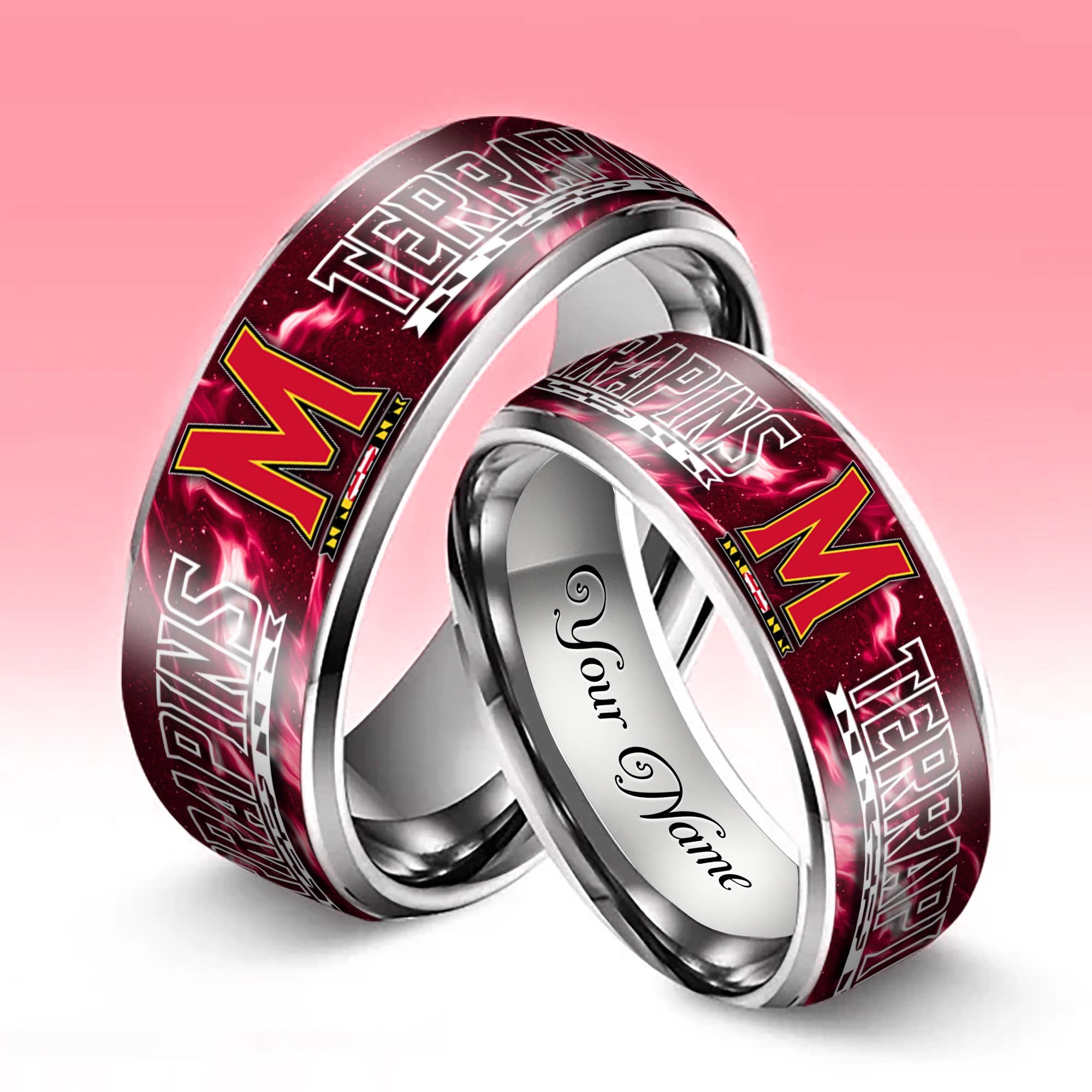 Alternative view of Maryland Terrapins Stainless Steel Rings Comes With Box Custom Your Name 2025 versions, Gifts For Fan EHIVM-04081668A