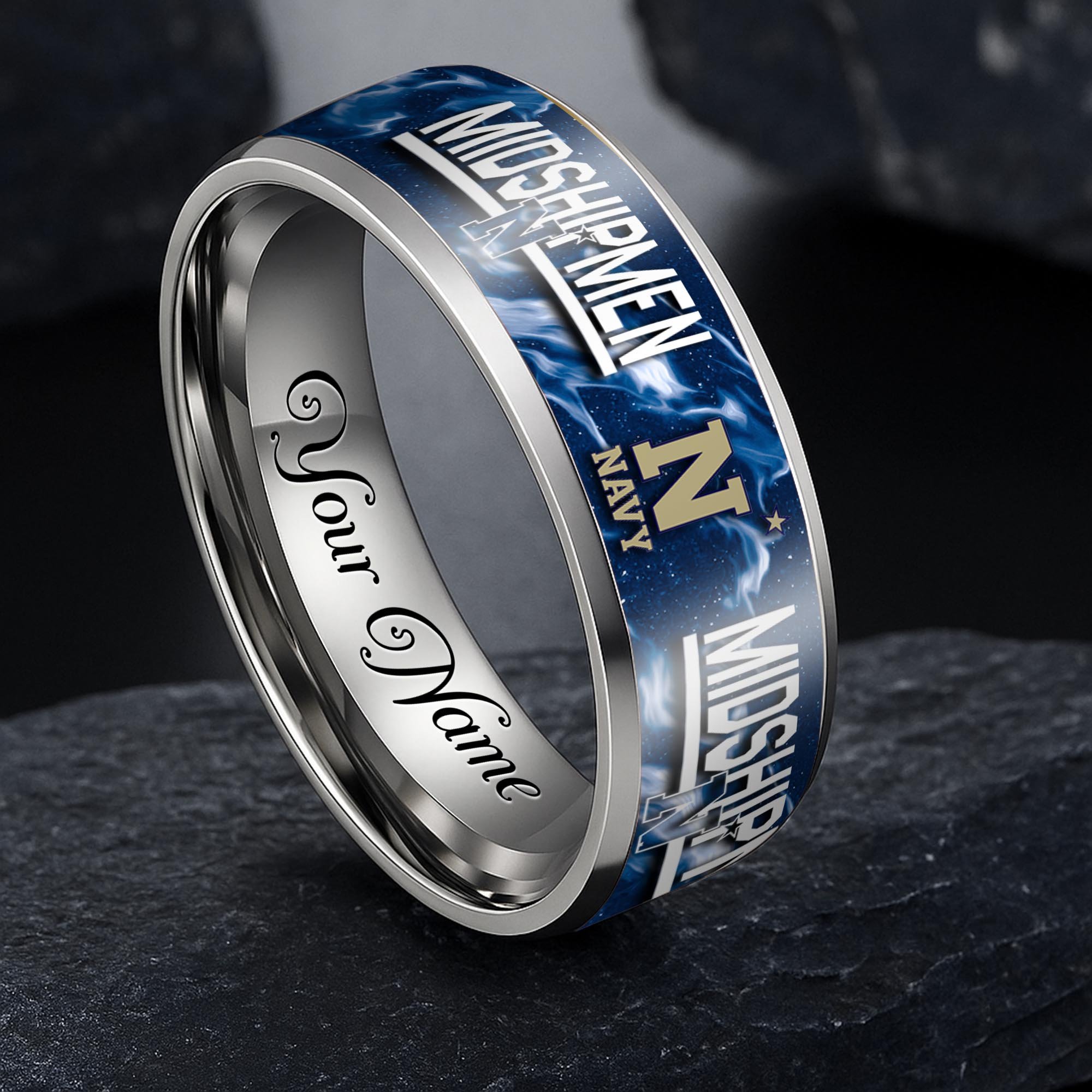Navy Midshipmen Stainless Steel Rings Comes With Box Custom Your Name 2025 versions, Gifts For Fan EHIVM-04081668A