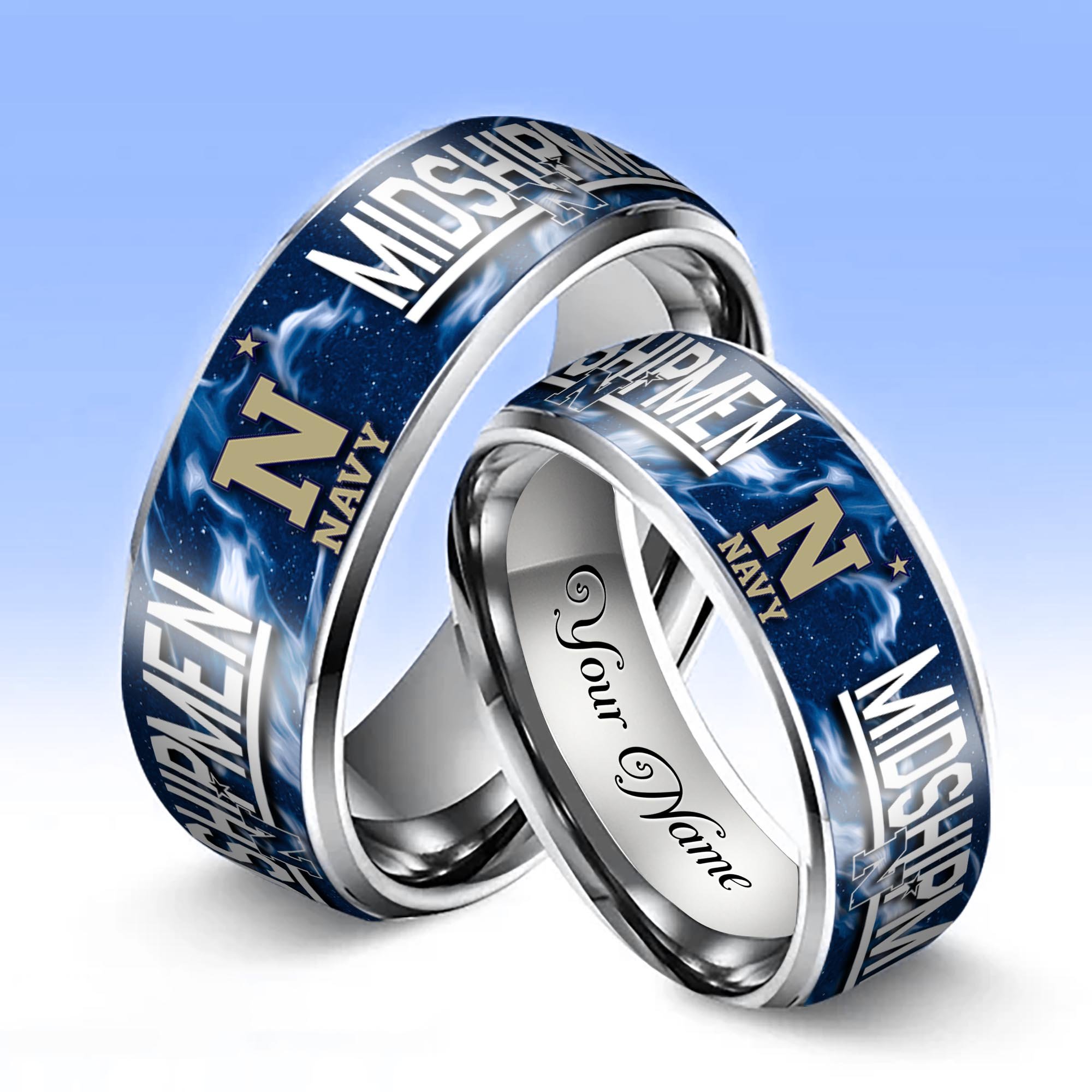 Alternative view of Navy Midshipmen Stainless Steel Rings Comes With Box Custom Your Name 2025 versions, Gifts For Fan EHIVM-04081668A