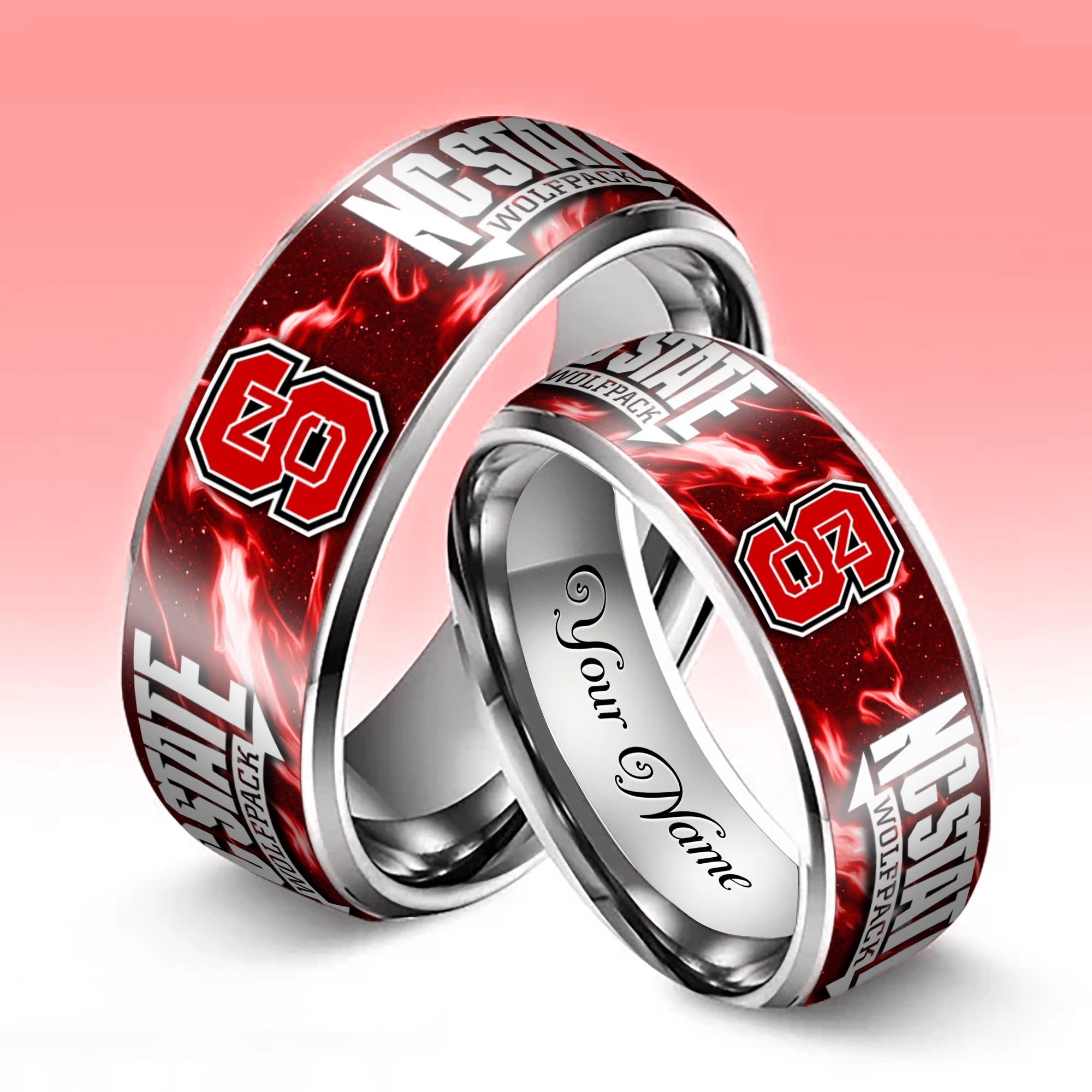 Alternative view of NC State Wolfpack Stainless Steel Rings Comes With Box Custom Your Name 2025 versions, Gifts For Fan EHIVM-04081668A