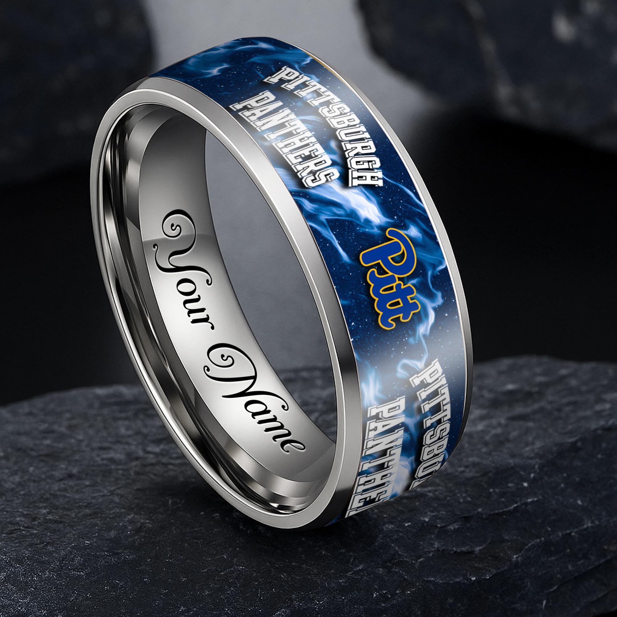 Pittsburgh Panthers Stainless Steel Rings Comes With Box Custom Your Name 2025 versions, Gifts For Fan EHIVM-04081668A
