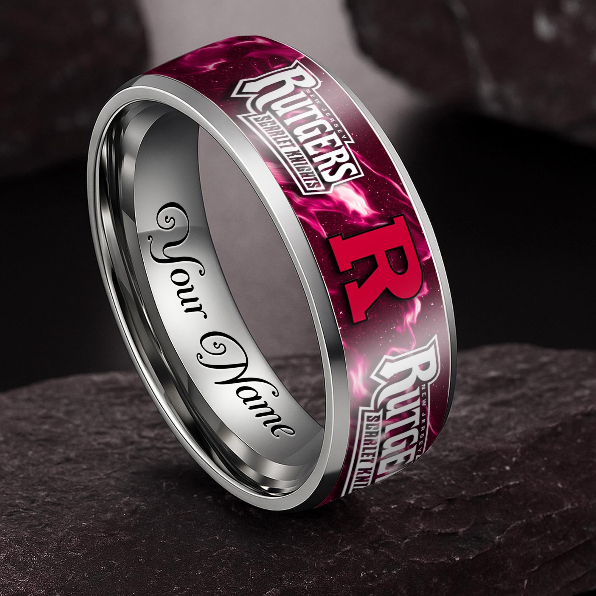 Rutgers Scarlet Knights Stainless Steel Rings Comes With Box Custom Your Name 2025 versions, Gifts For Fan EHIVM-04081668A