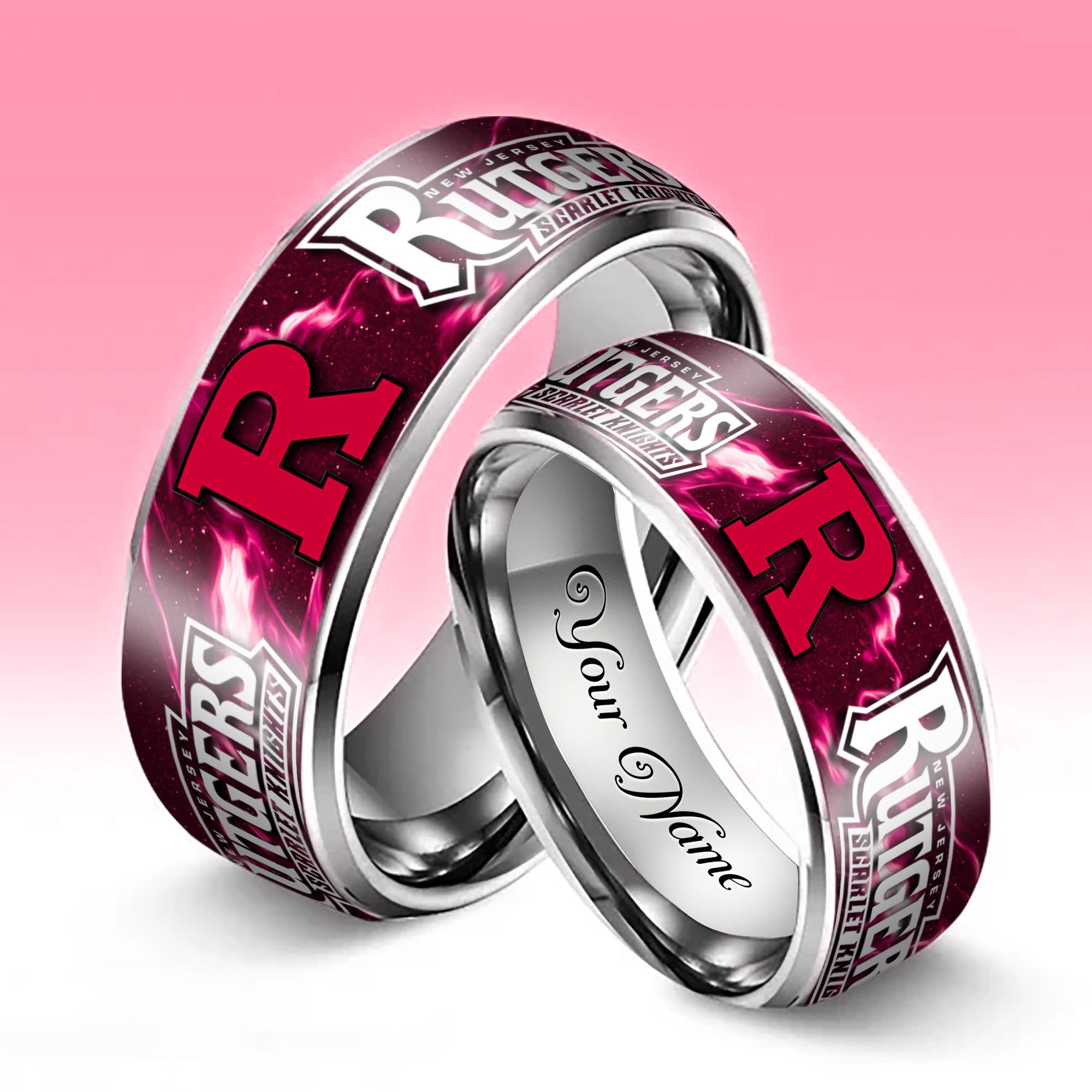 Alternative view of Rutgers Scarlet Knights Stainless Steel Rings Comes With Box Custom Your Name 2025 versions, Gifts For Fan EHIVM-04081668A