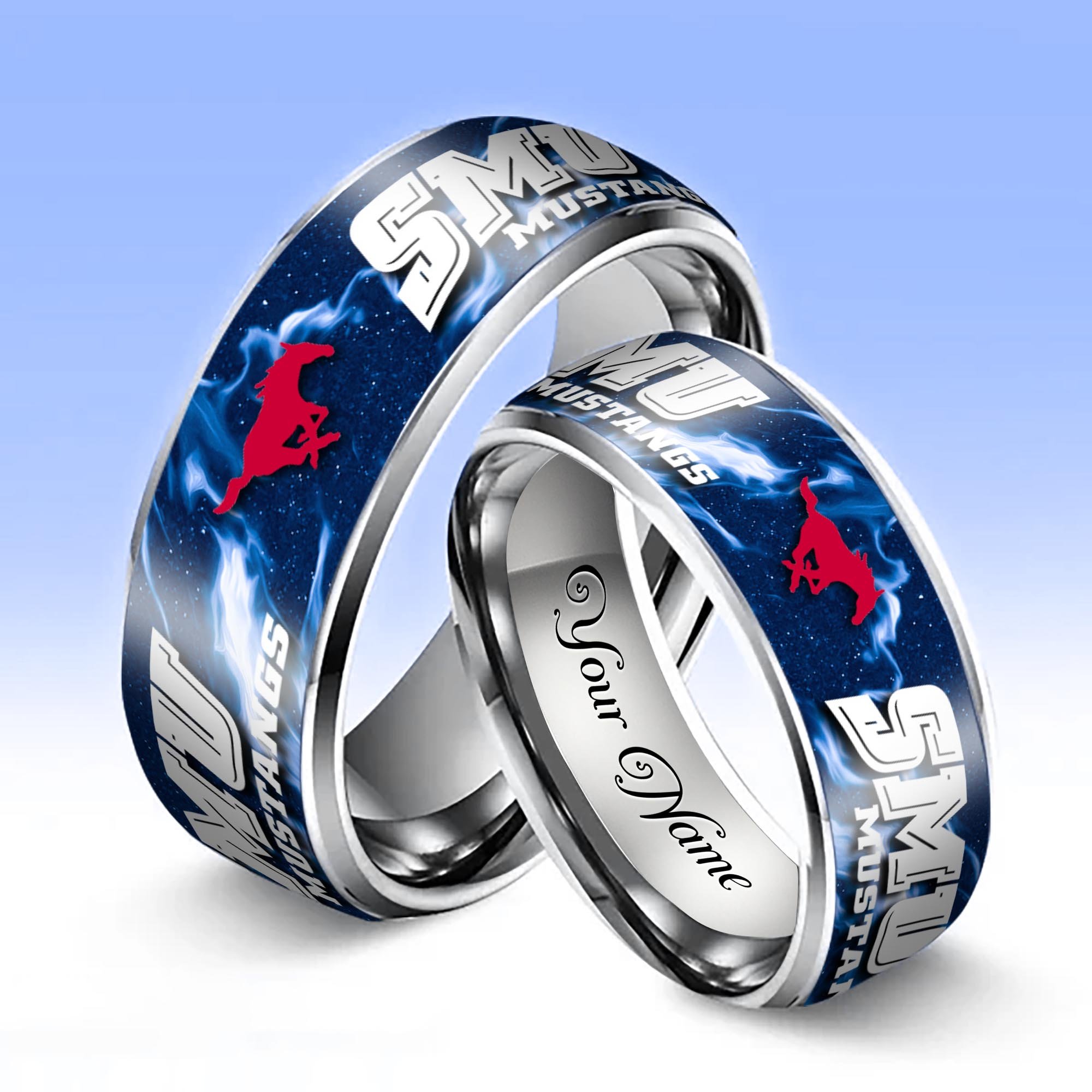Alternative view of SMU Mustangs Stainless Steel Rings Comes With Box Custom Your Name 2025 versions, Gifts For Fan EHIVM-04081668A
