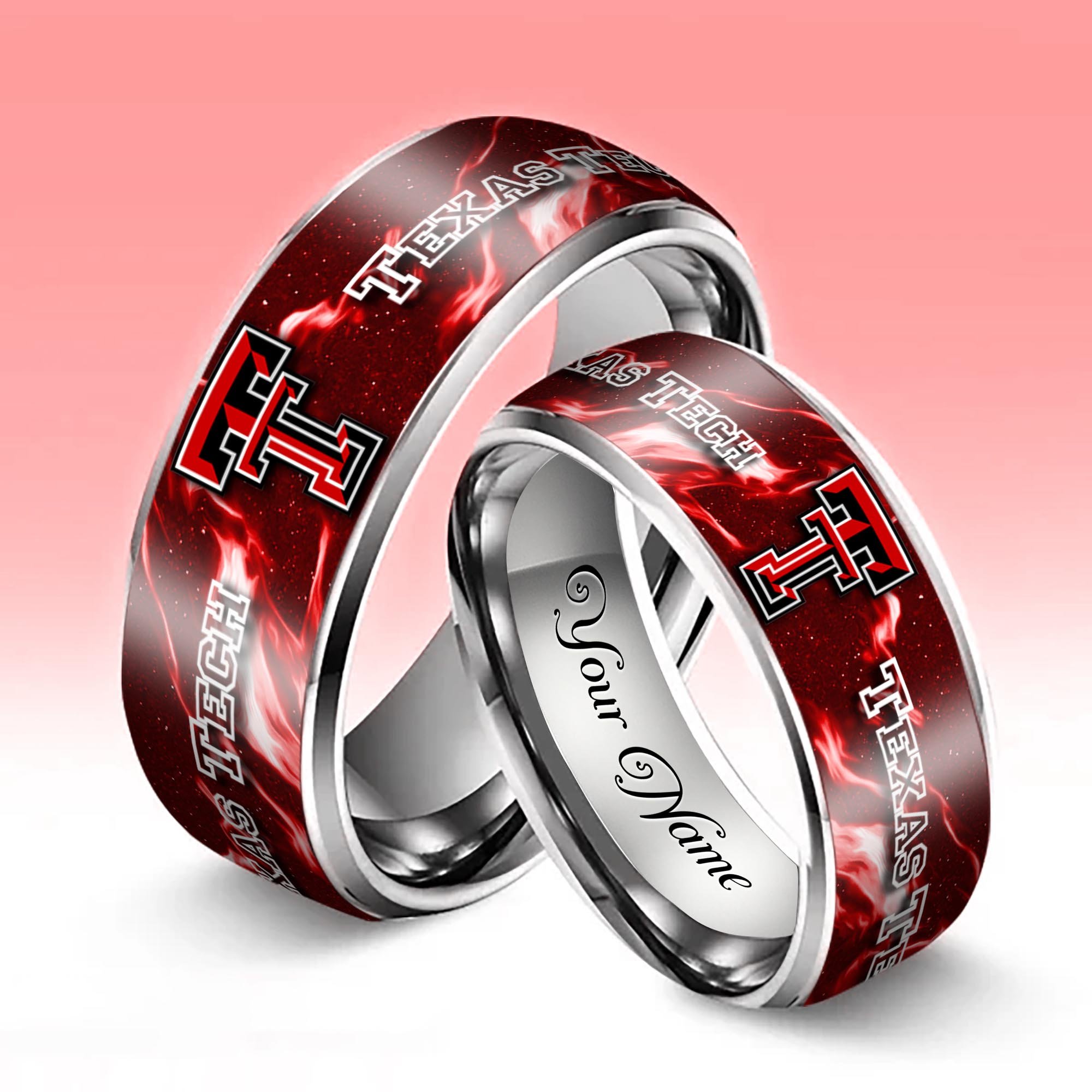 Alternative view of Texas Tech Red Raiders Stainless Steel Rings Comes With Box Custom Your Name 2025 versions, Gifts For Fan EHIVM-04081668A