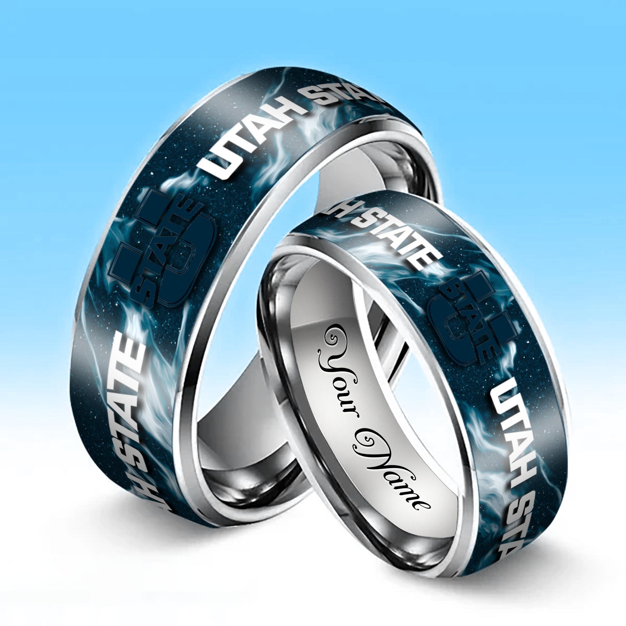 Alternative view of Utah State Aggies Stainless Steel Rings Comes With Box Custom Your Name 2025 versions, Gifts For Fan EHIVM-04081668A