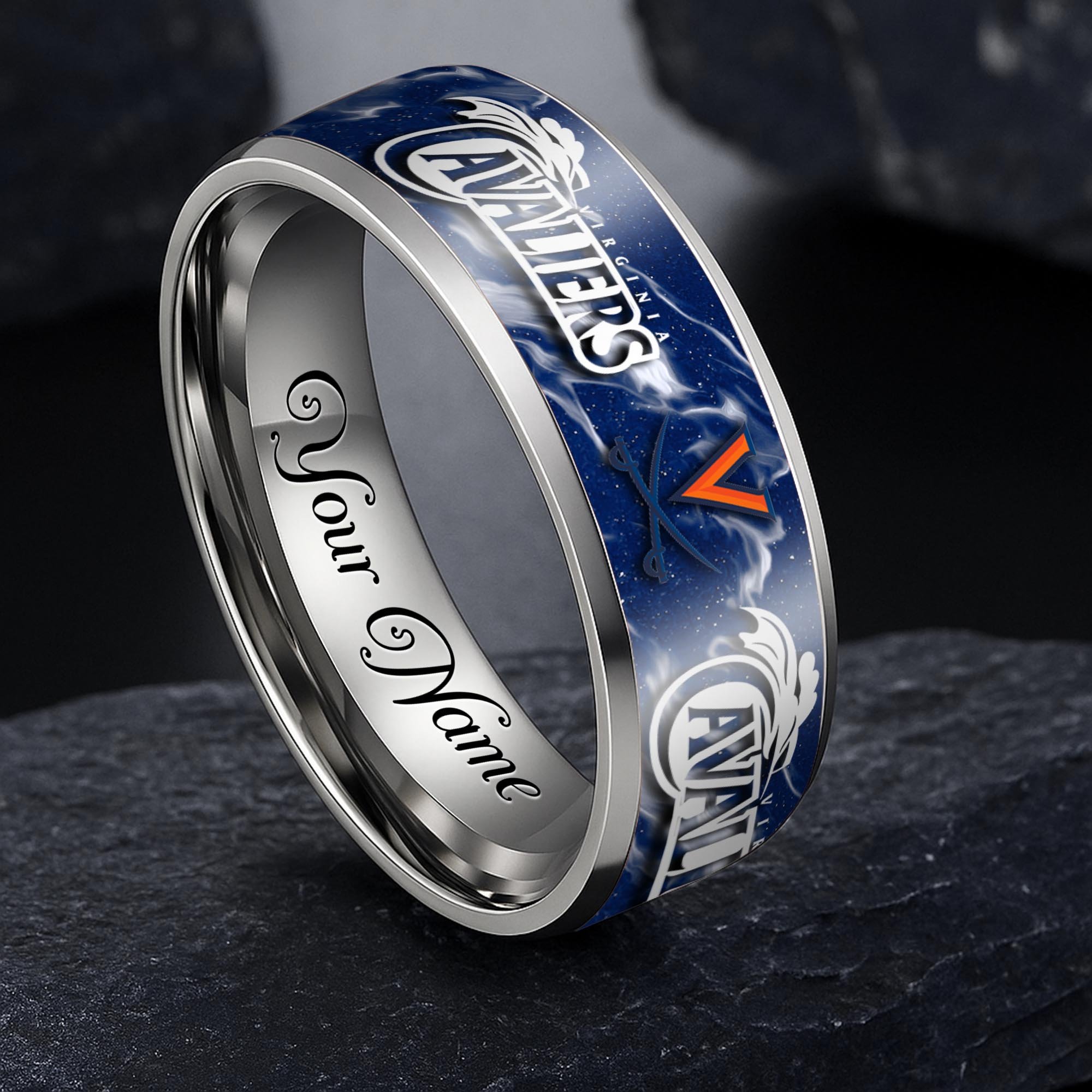 Virginia Cavaliers Stainless Steel Rings Comes With Box Custom Your Name 2025 versions, Gifts For Fan EHIVM-04081668A