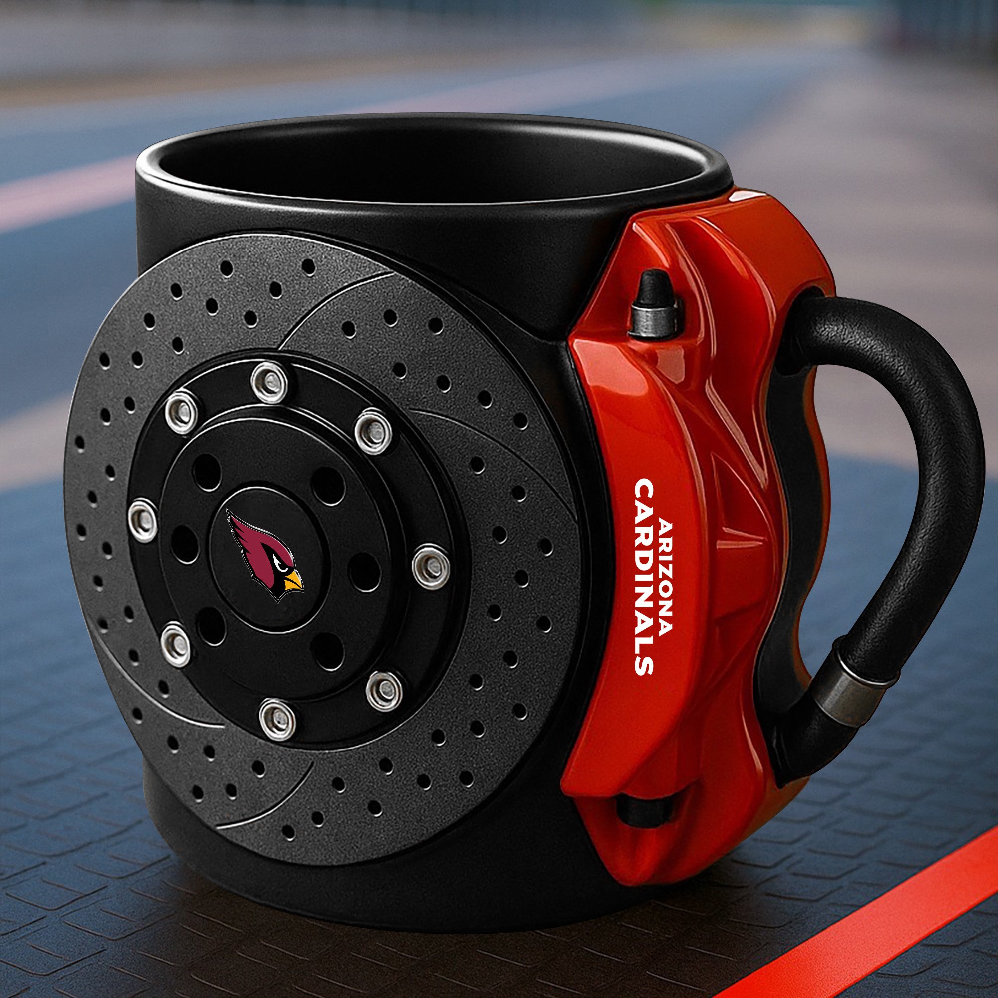 Arizona Cardinals 3D Painted Car Caliper Novelty Coffee Mug, Suitable for Car Enthusiasts, Gifts for Men, Unique Coffee Mug EHIVM-08123123N