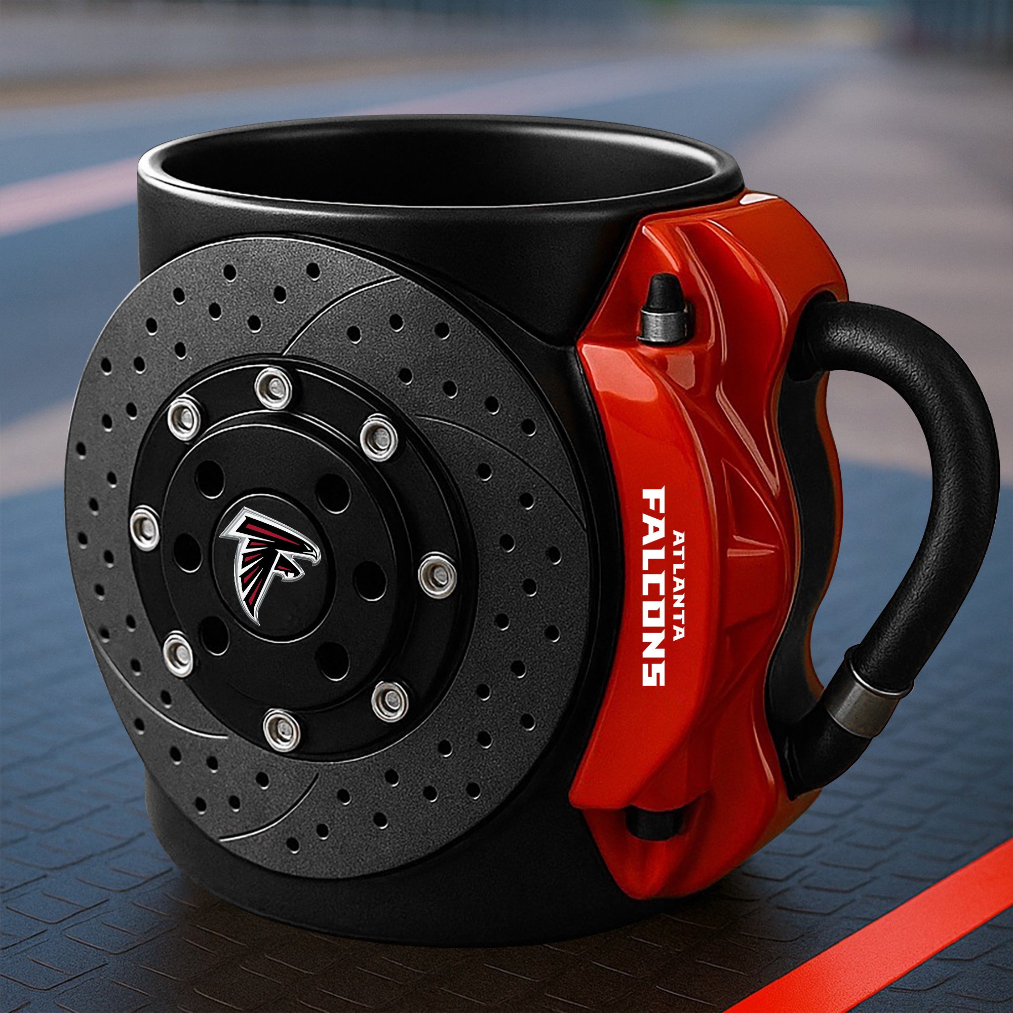 Atlanta Falcons 3D Painted Car Caliper Novelty Coffee Mug, Suitable for Car Enthusiasts, Gifts for Men, Unique Coffee Mug EHIVM-08123123N