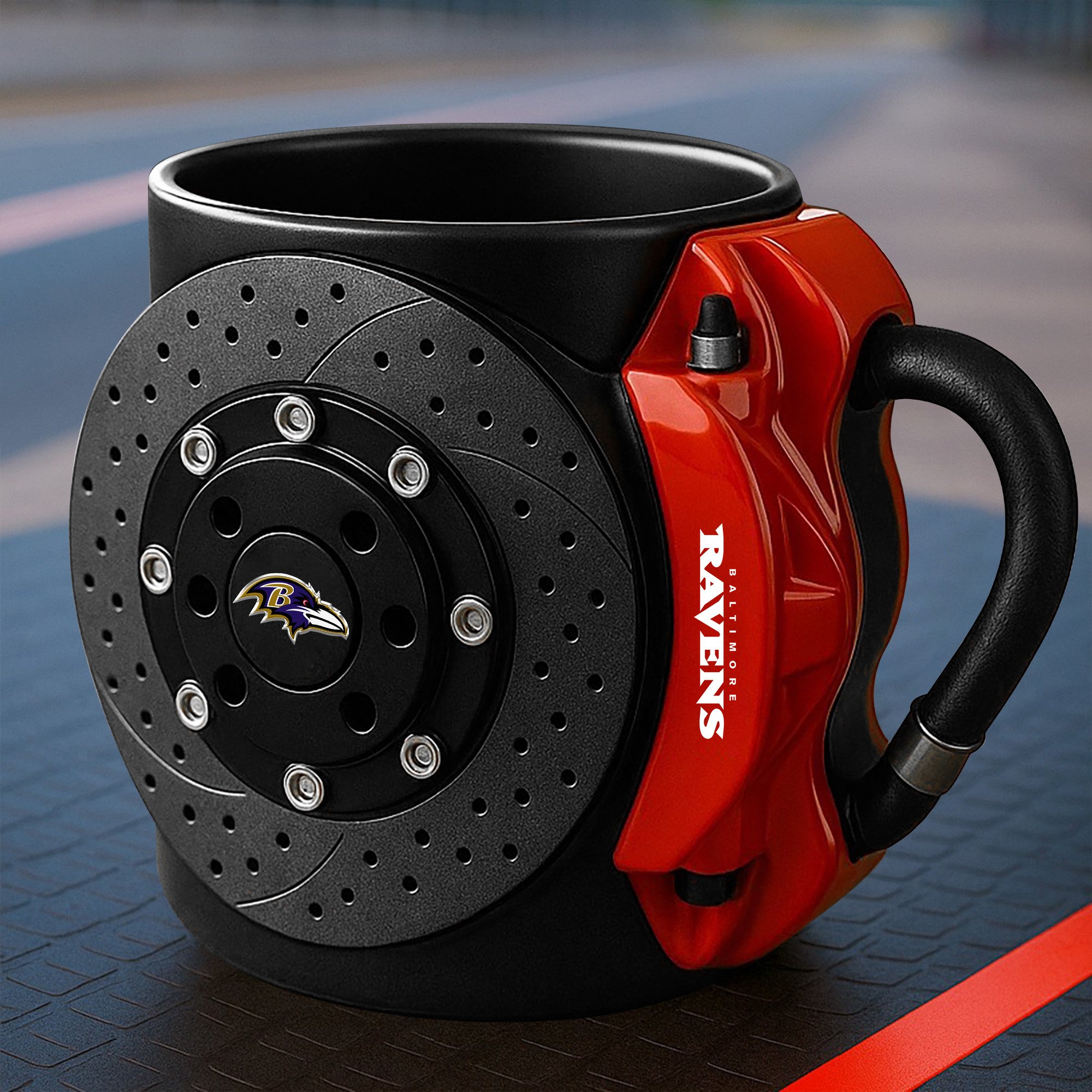 Baltimore Ravens 3D Painted Car Caliper Novelty Coffee Mug, Suitable for Car Enthusiasts, Gifts for Men, Unique Coffee Mug EHIVM-08123123N
