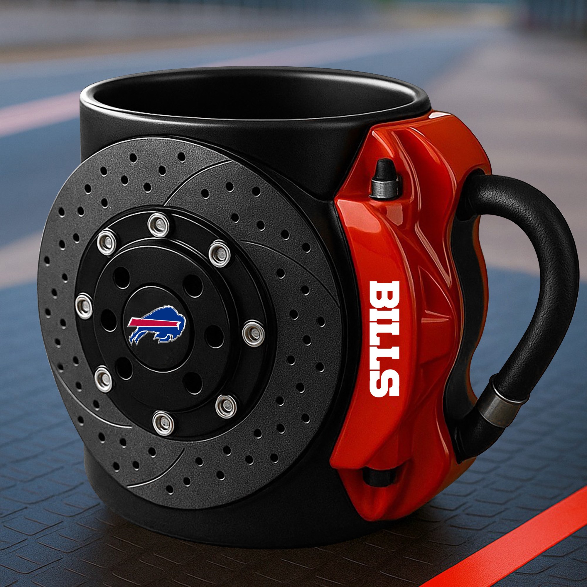 Buffalo Bills 3D Painted Car Caliper Novelty Coffee Mug, Suitable for Car Enthusiasts, Gifts for Men, Unique Coffee Mug EHIVM-08123123N