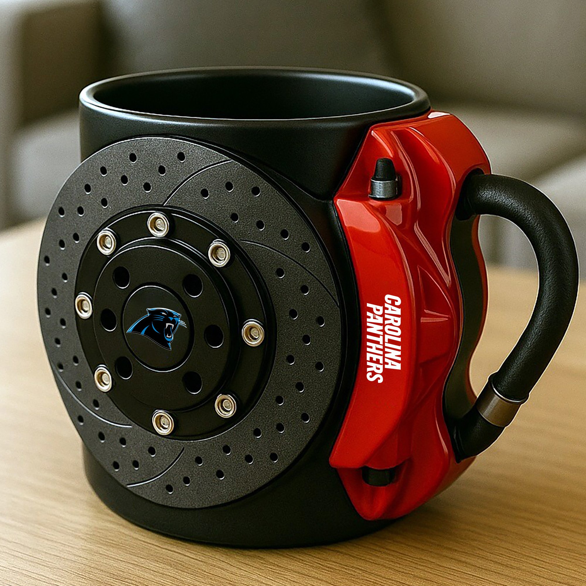 Alternative view of Carolina Panthers 3D Painted Car Caliper Novelty Coffee Mug, Suitable for Car Enthusiasts, Gifts for Men, Unique Coffee Mug EHIVM-08123123N