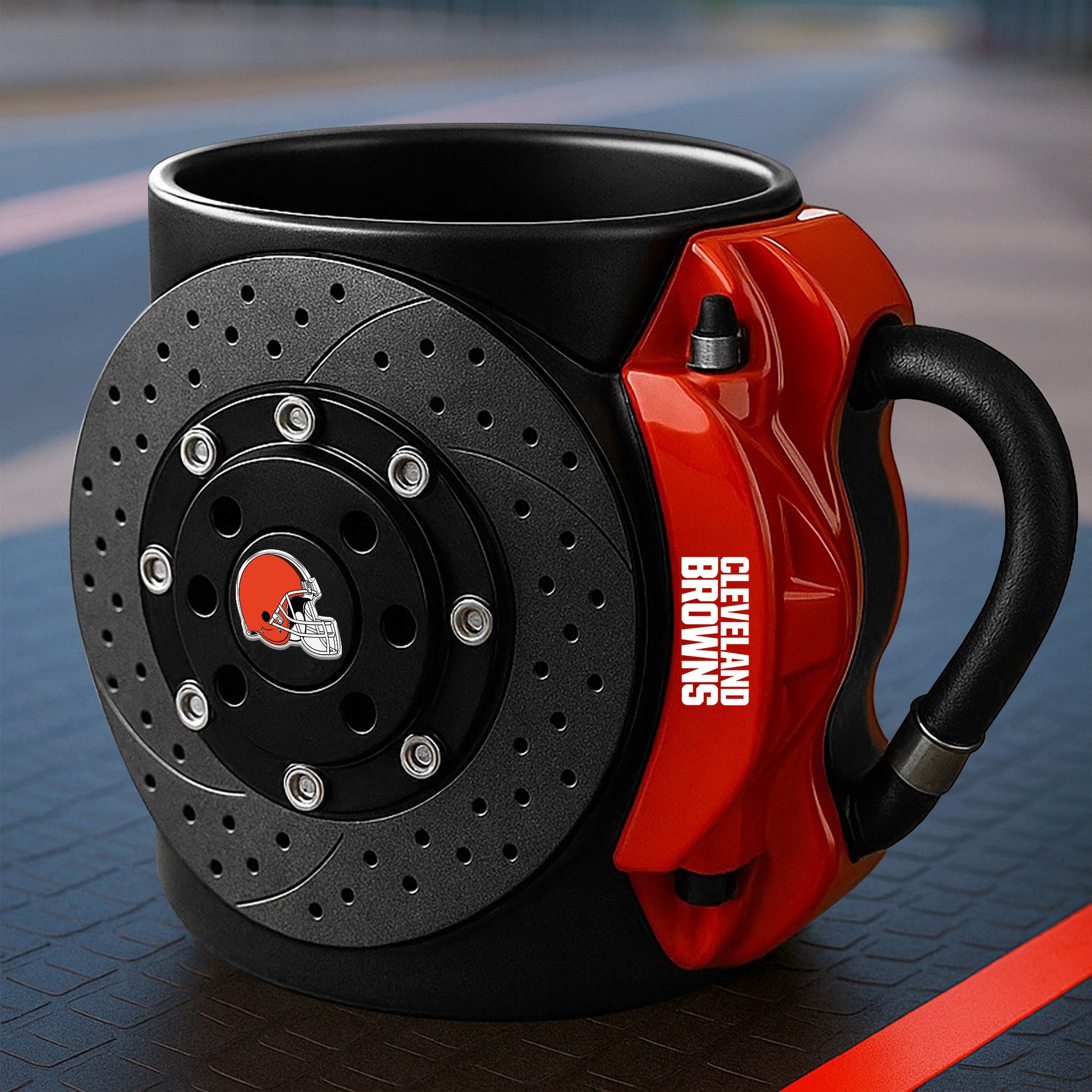 Cleveland Browns 3D Painted Car Caliper Novelty Coffee Mug, Suitable for Car Enthusiasts, Gifts for Men, Unique Coffee Mug EHIVM-08123123N
