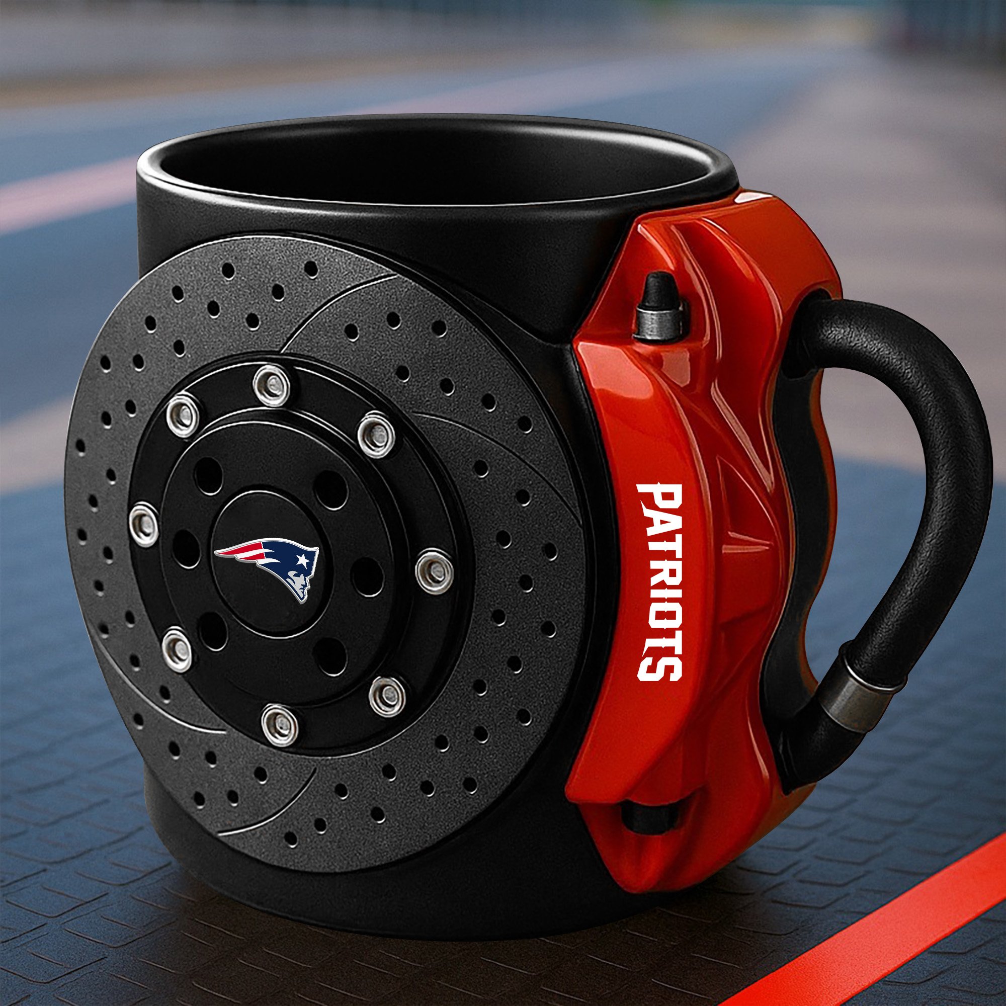 New England Patriots 3D Painted Car Caliper Novelty Coffee Mug, Suitable for Car Enthusiasts, Gifts for Men, Unique Coffee Mug EHIVM-08123123N