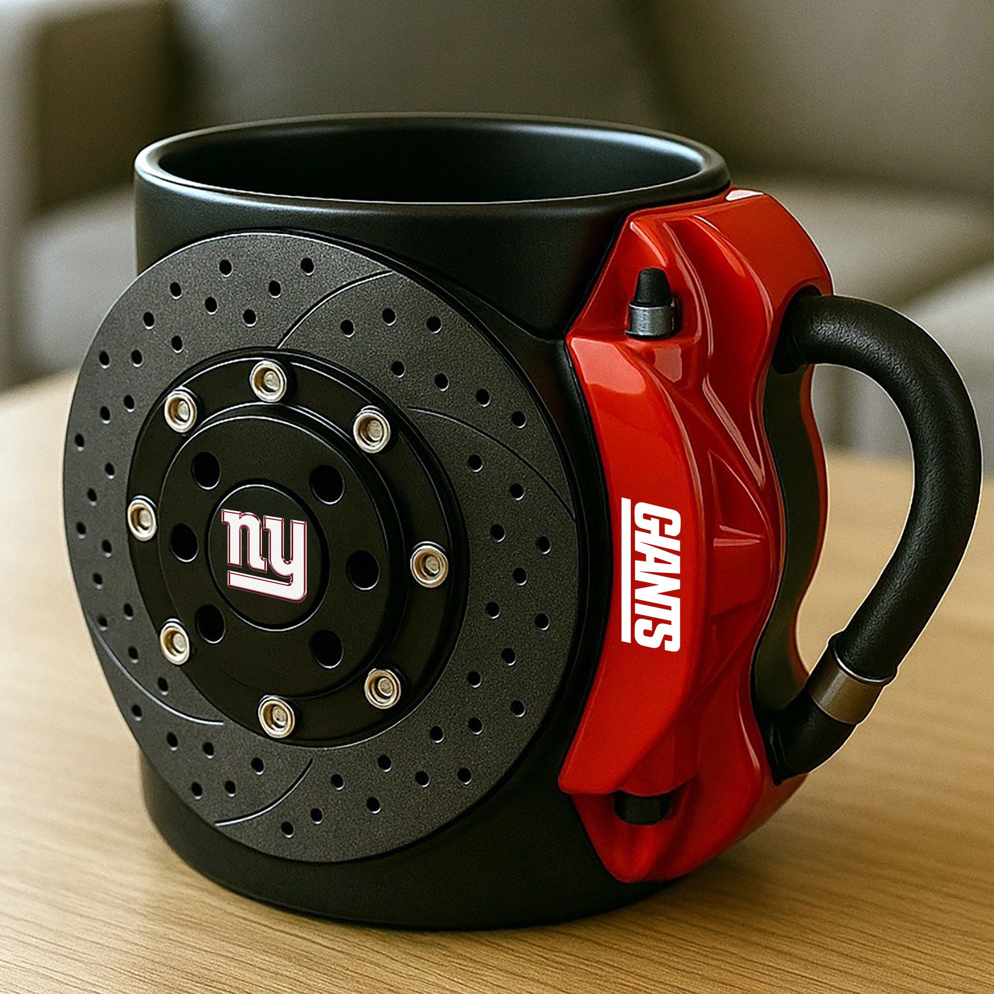 Alternative view of New York Giants 3D Painted Car Caliper Novelty Coffee Mug, Suitable for Car Enthusiasts, Gifts for Men, Unique Coffee Mug EHIVM-08123123N