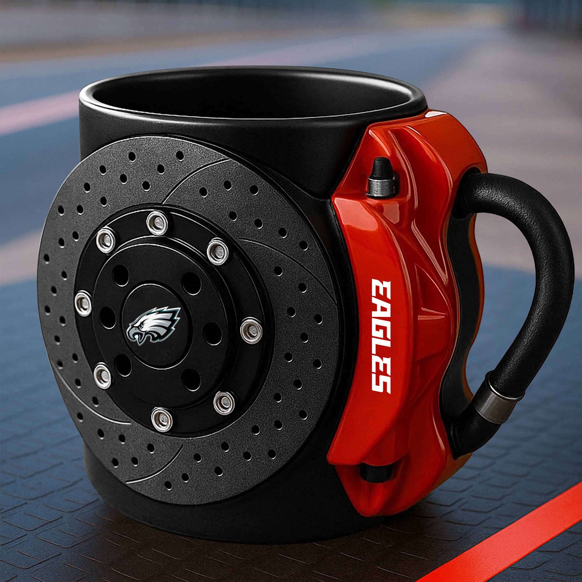 Philadelphia Eagles 3D Painted Car Caliper Novelty Coffee Mug, Suitable for Car Enthusiasts, Gifts for Men, Unique Coffee Mug EHIVM-08123123N
