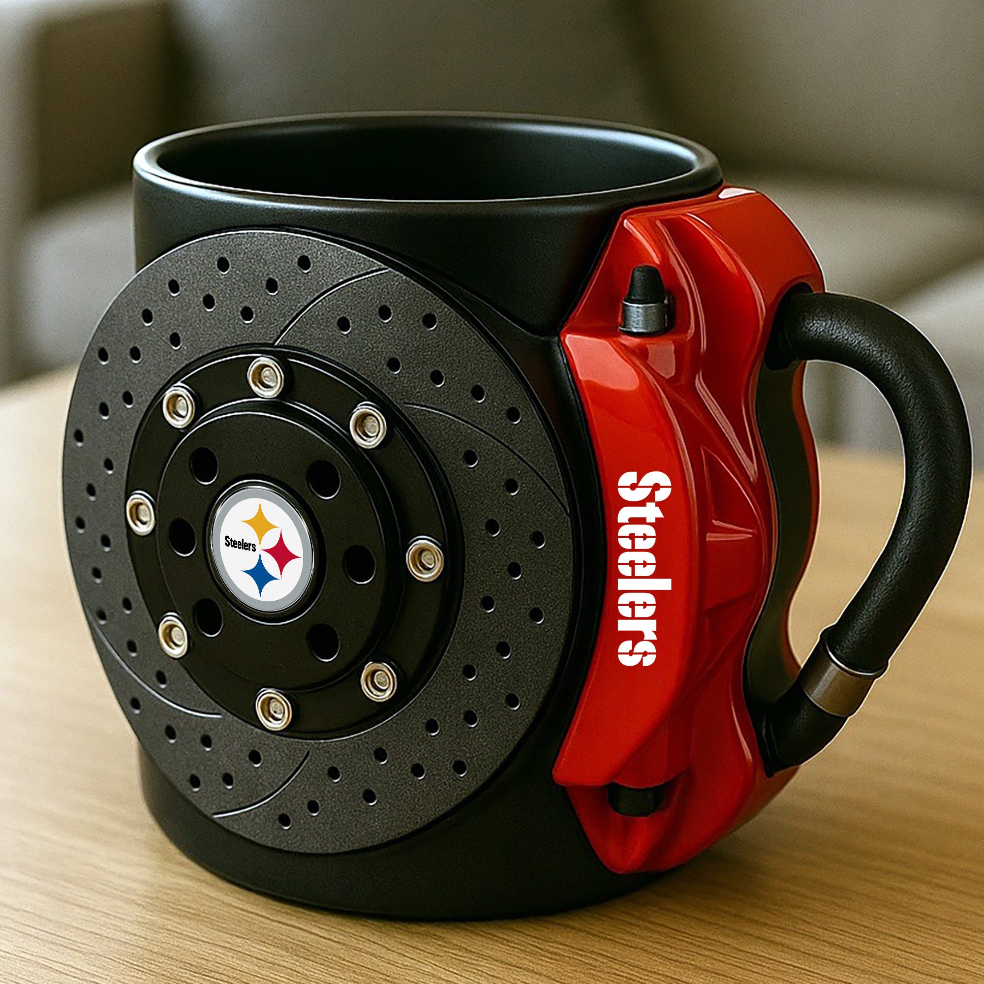 Alternative view of Pittsburgh Steelers 3D Painted Car Caliper Novelty Coffee Mug, Suitable for Car Enthusiasts, Gifts for Men, Unique Coffee Mug EHIVM-08123123N