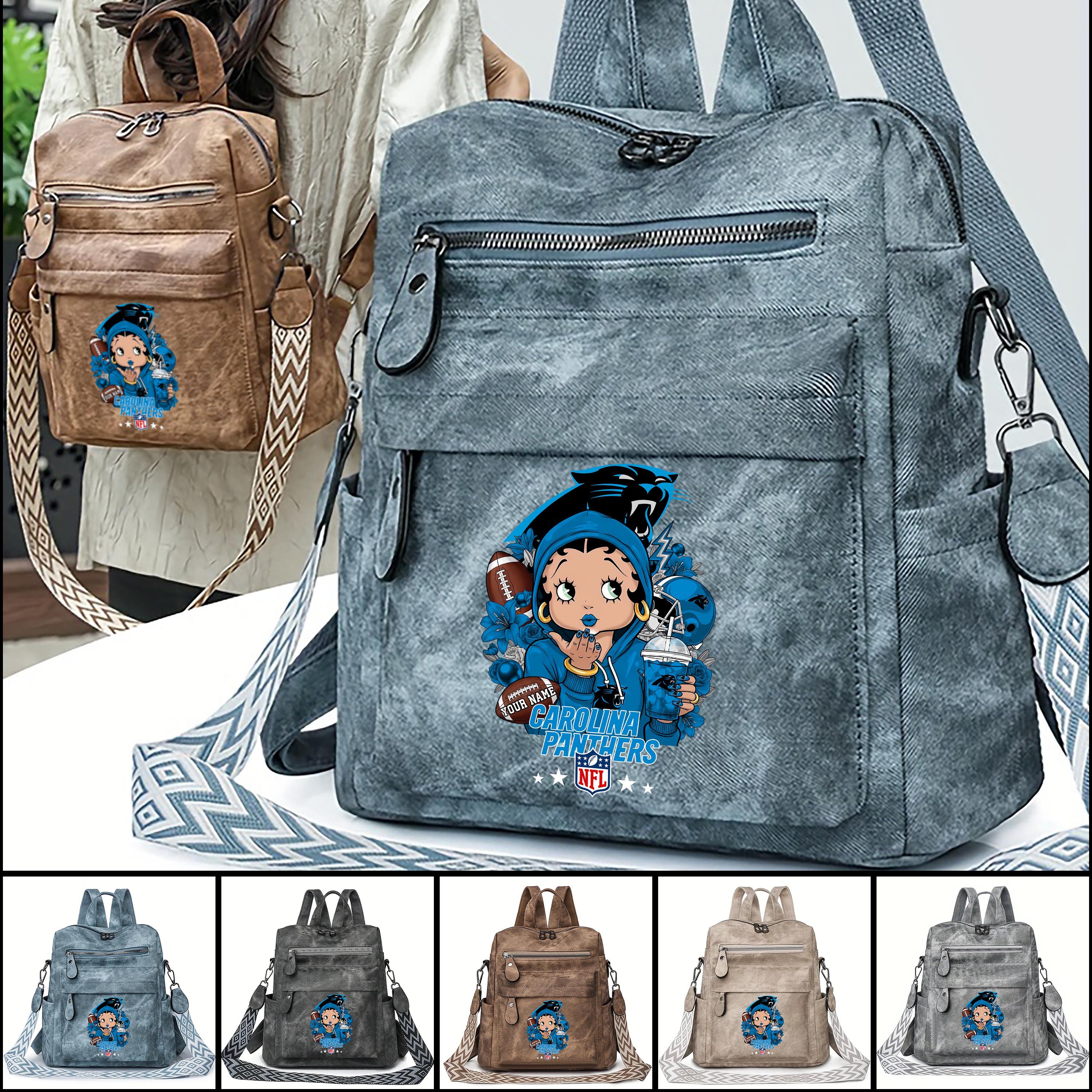 Carolina Panthers Women's Vintage Shoulder Bag Custom Your Name, FootBall Fan Gifts EHIVM-06272664N