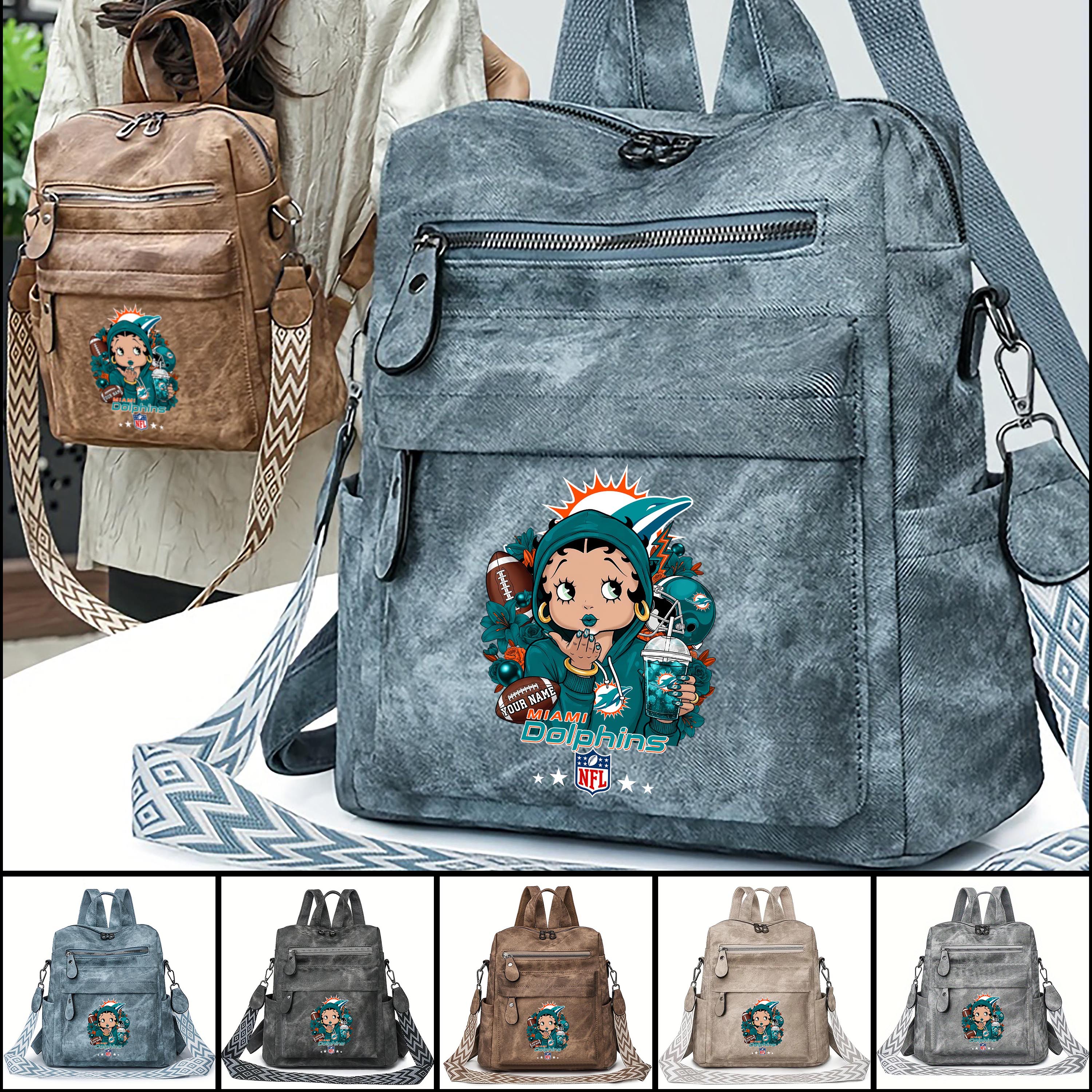 Miami Dolphins Women's Vintage Shoulder Bag Custom Your Name, FootBall Fan Gifts EHIVM-06272664N
