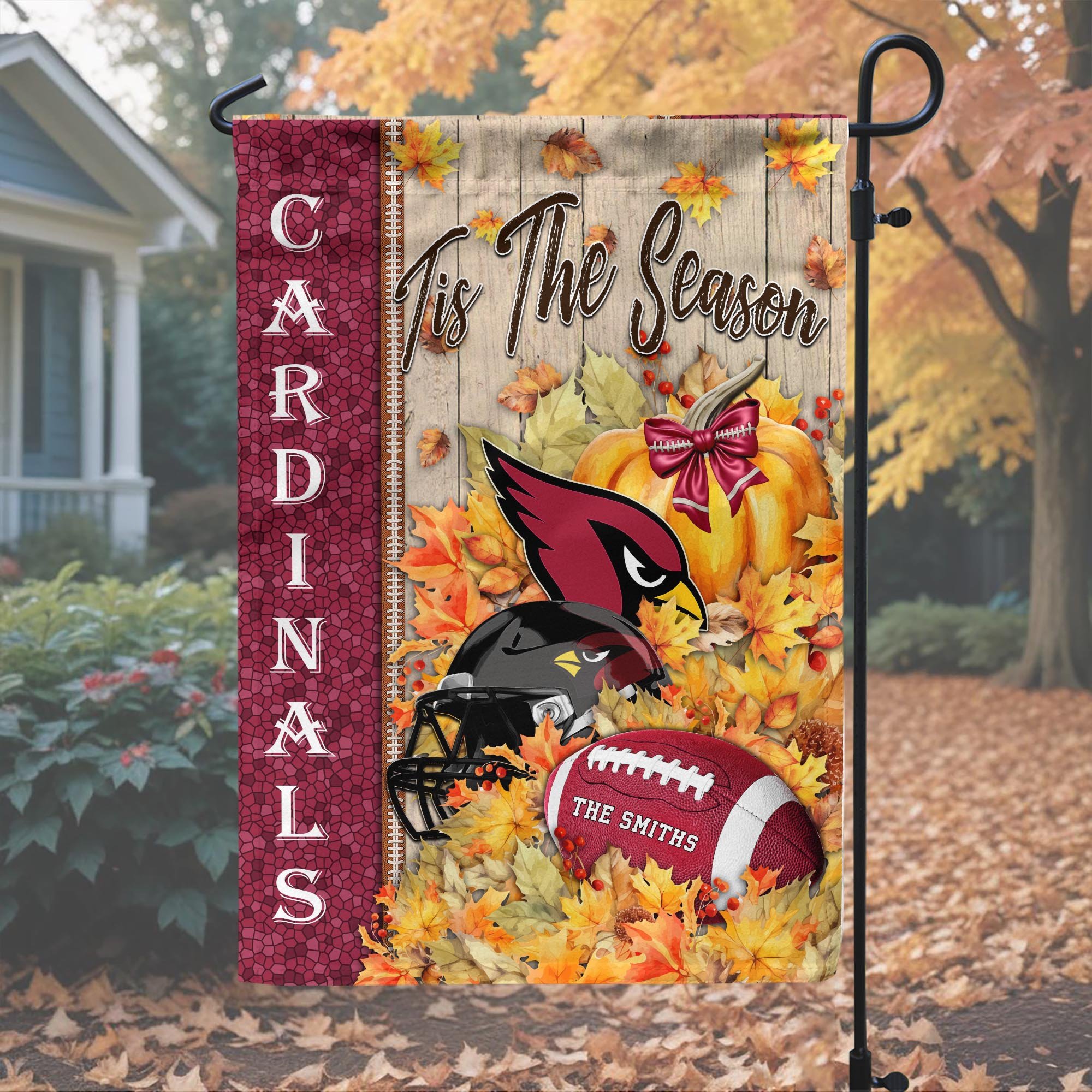 Alternative view of Arizona Cardinals Garden Flag Custom Your Family Name, Football Flag For Fan, Autumn Gifts For Football Lover EHIVM-08123119N