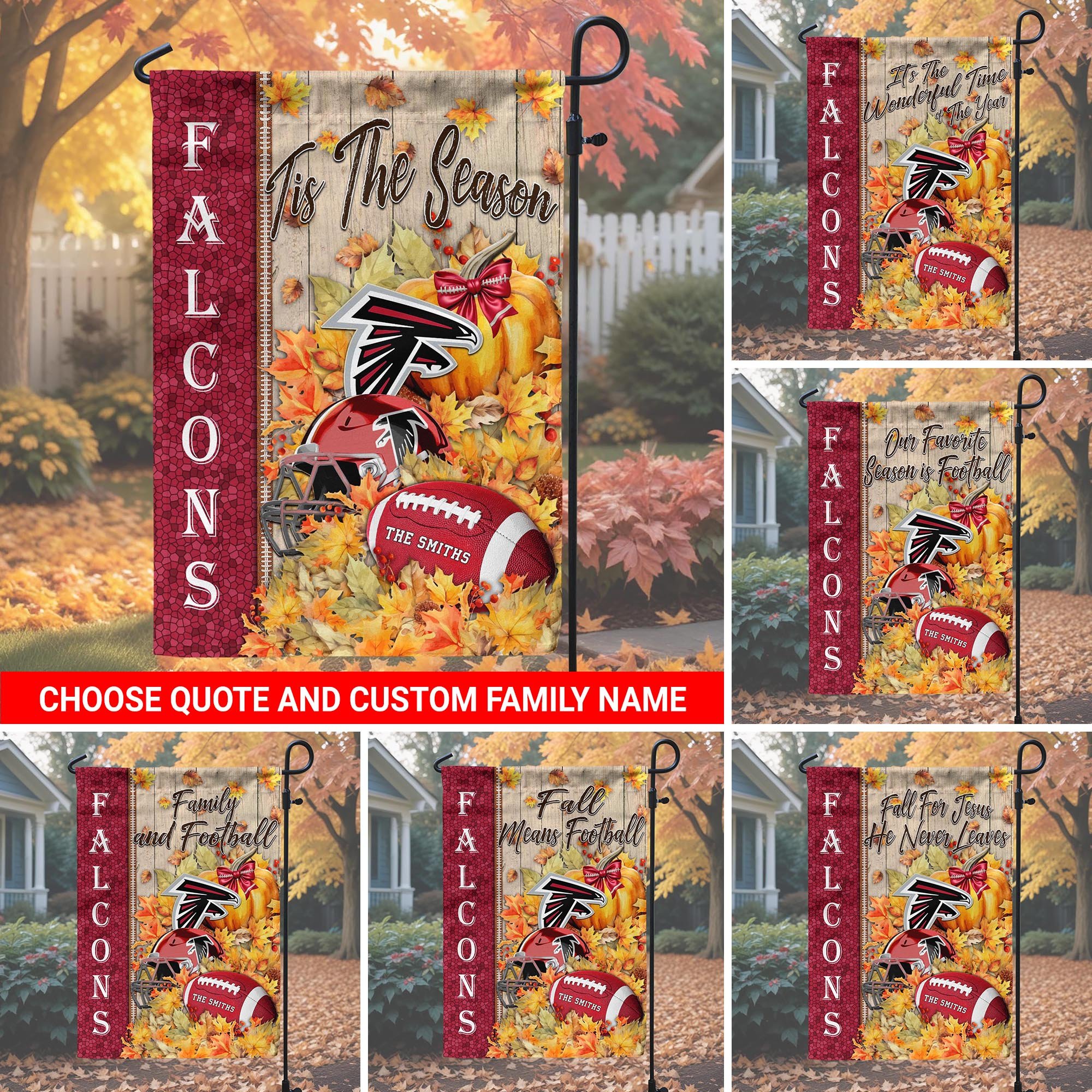 Atlanta Falcons Garden Flag Custom Your Family Name, Football Flag For Fan, Autumn Gifts For Football Lover EHIVM-08123119N