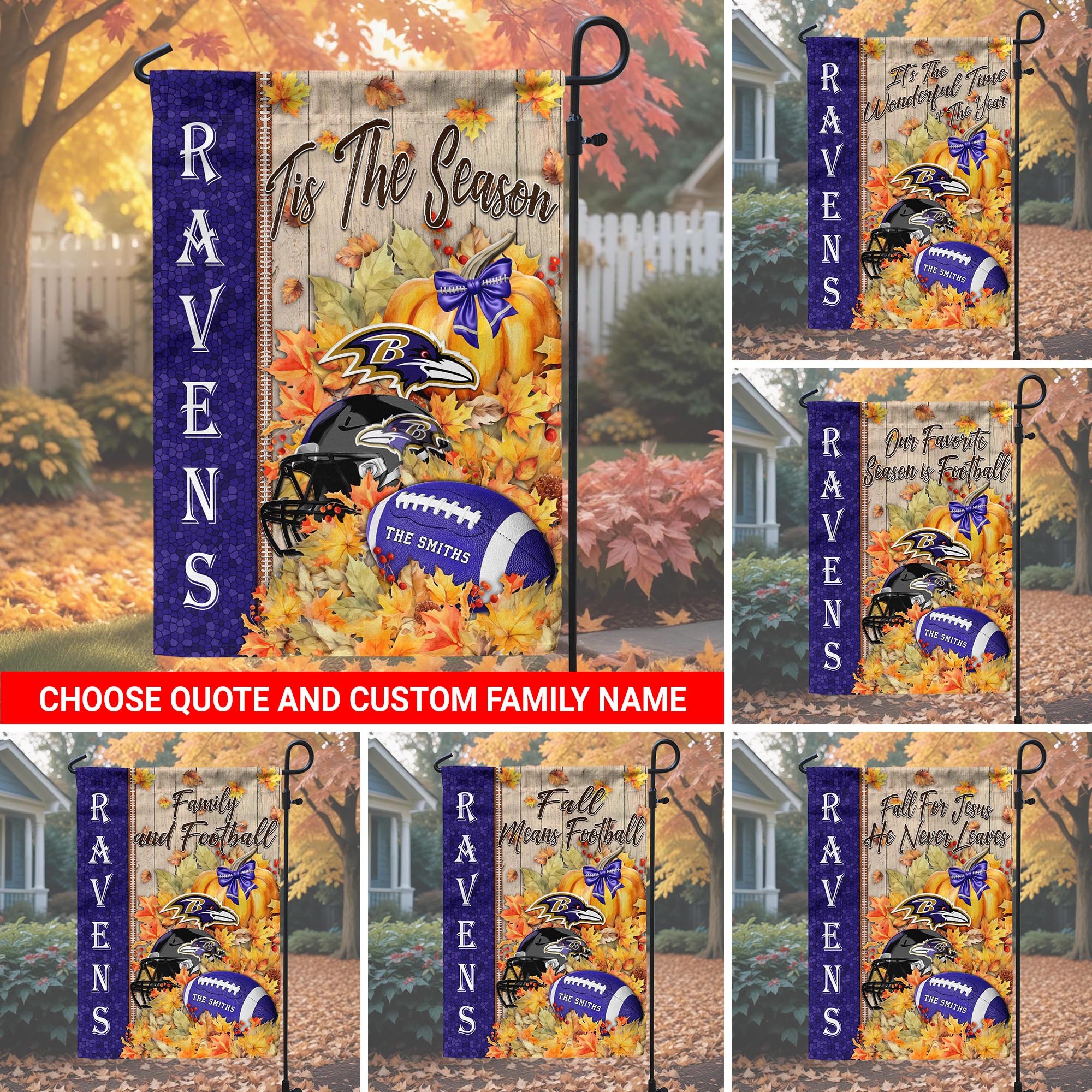 Baltimore Ravens Garden Flag Custom Your Family Name, Football Flag For Fan, Autumn Gifts For Football Lover EHIVM-08123119N