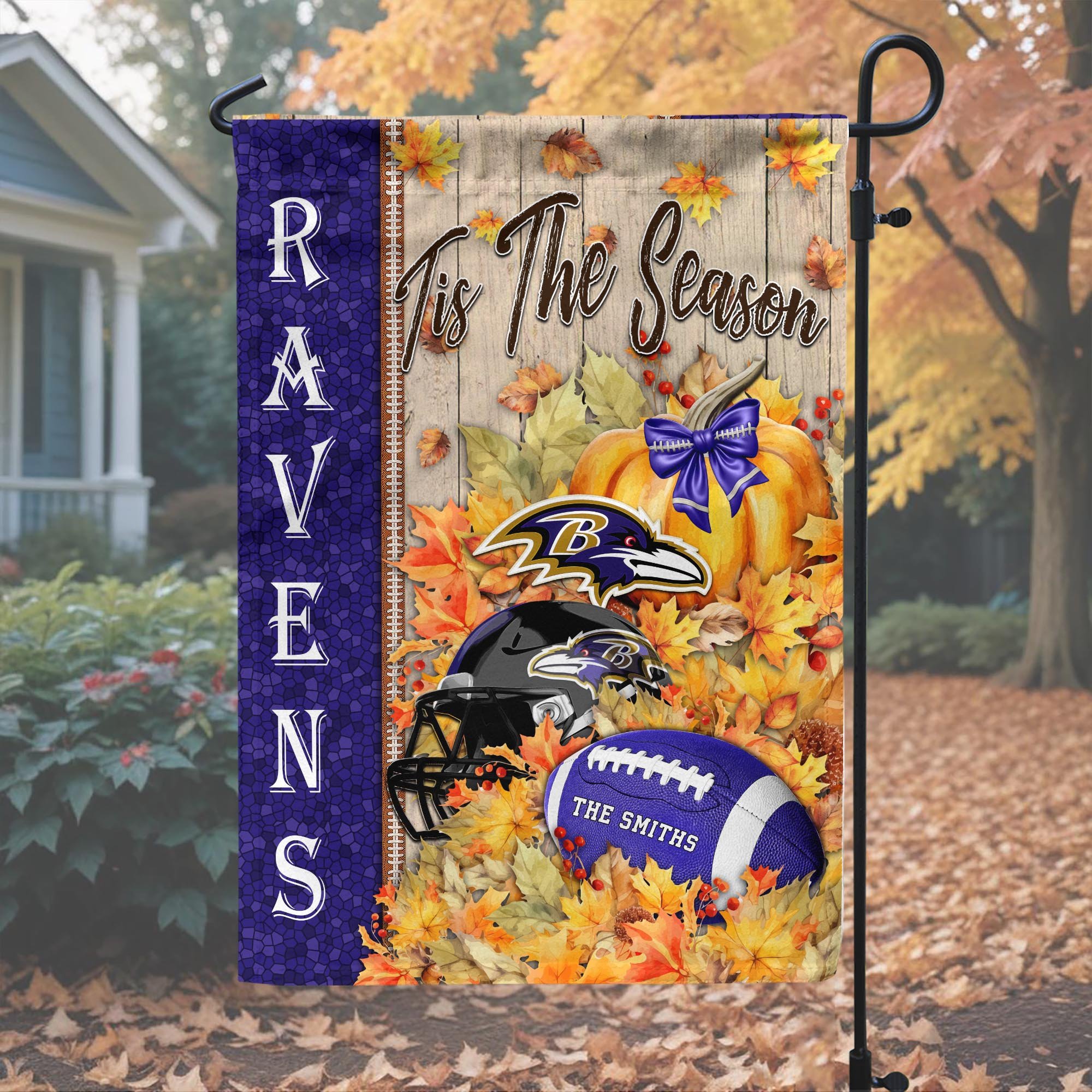 Alternative view of Baltimore Ravens Garden Flag Custom Your Family Name, Football Flag For Fan, Autumn Gifts For Football Lover EHIVM-08123119N